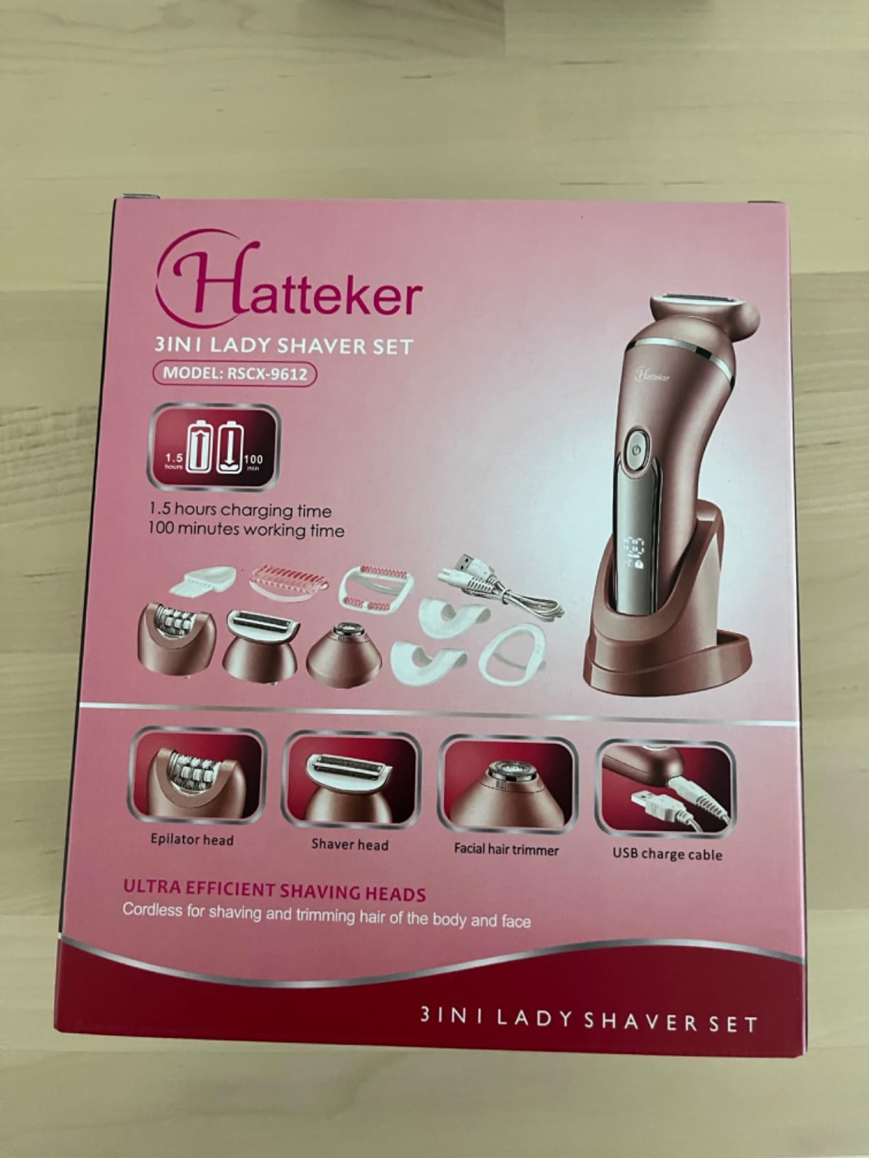 Hatteker Electric Shaver for Women Lady Epilator Electric Razors Kit Hair Remover for Face Chin Arm Leg Armpit Bikini Trimmer Painless Waterproof USB Rechargeable Dry Wet with Detachable Head 3 in 1 customer photo 1