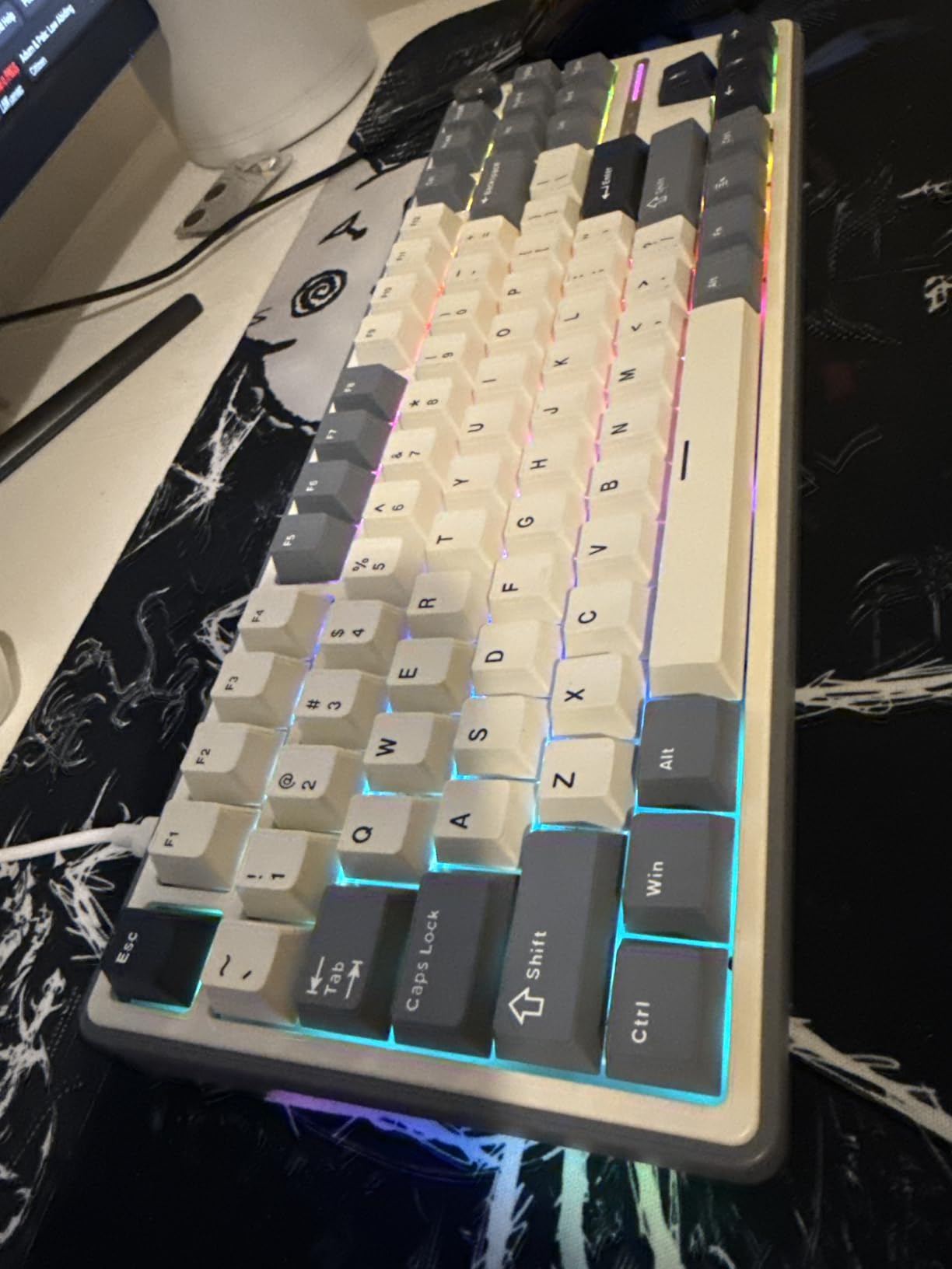 RK ROYAL KLUDGE R87 Pro Wired Mechanical Keyboard TKL with Knob, QMK/VIA | 75% Gaming Keyboard with Detachable Knob, Gasket Hot-Swappable RGB Backlit, 87 Keys Cherry Profile, Linear Creamy Switch, Grey customer photo 1