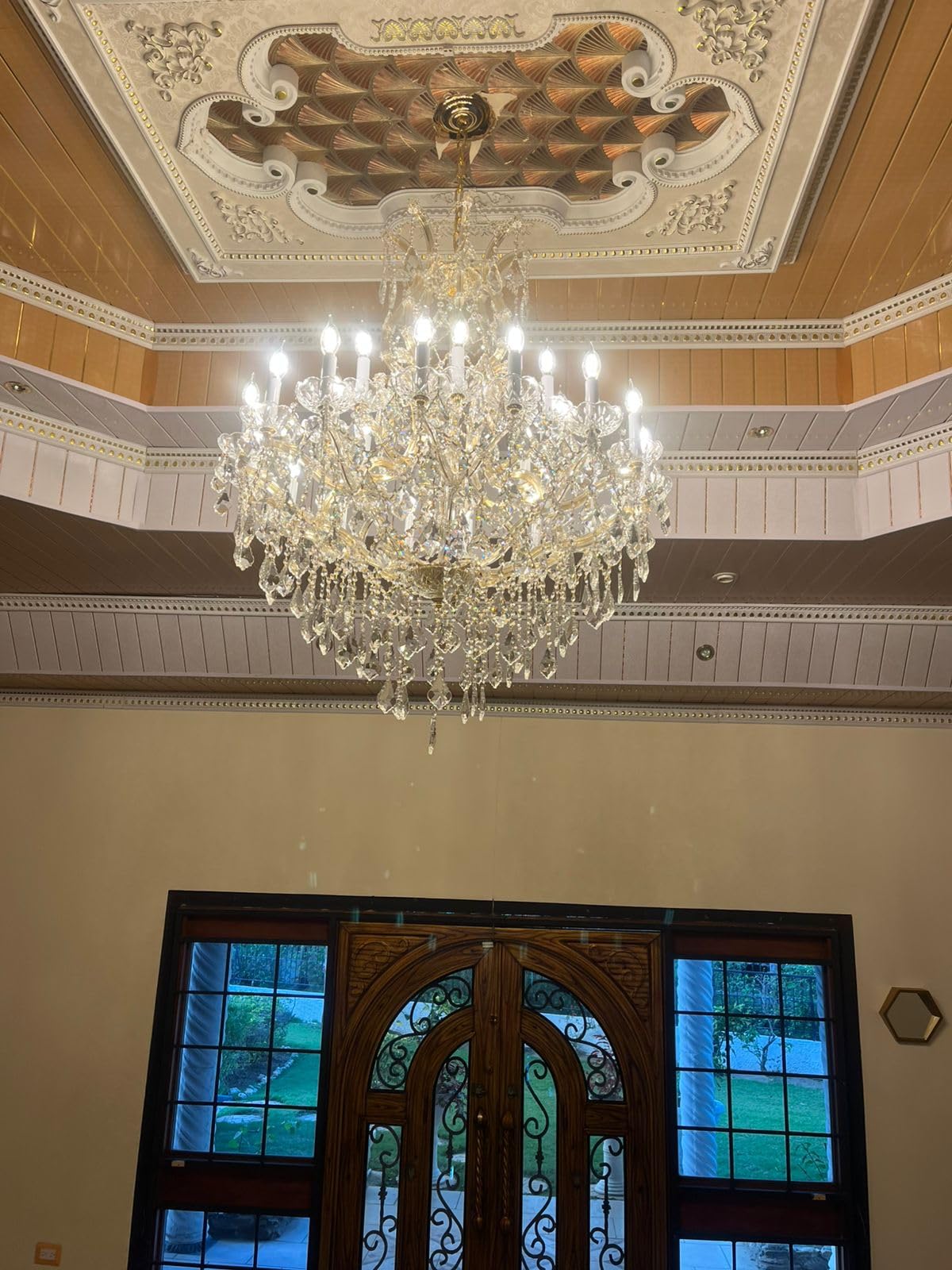 Gold Large Crystal Chandelier - 24-Light Chandelier Light Fixture Modern Maria Theresa Crystal Chandeliers Light for Foyer, Entryway, Staircase, High Ceiling, Living Dining Room customer photo 1
