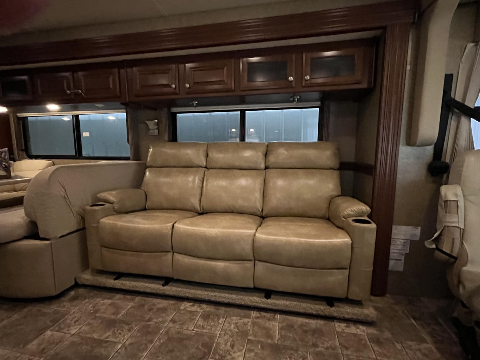 Power Reclining Sofa with Drop-Down Table, Brown customer photo 2