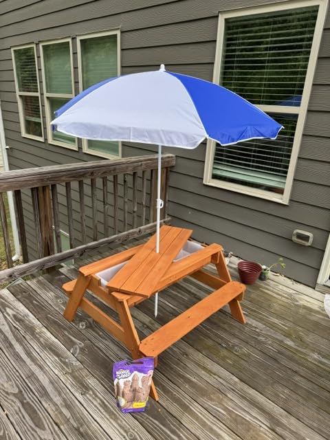 Best Choice Products Kids Picnic Table with Umbrella, 3-in-1 Sand & Water Table, Outdoor Convertible Picnic Table for Toddlers, Seats 4, Removable Top, 2 Buckets - Beige customer photo 1