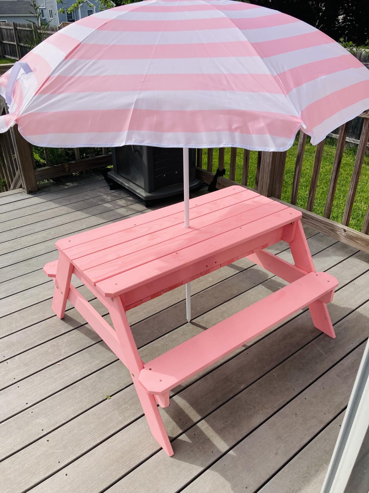 Best Choice Products Kids Picnic Table with Umbrella, 3-in-1 Sand & Water Table, Outdoor Convertible Picnic Table for Toddlers, Seats 4, Removable Top, 2 Buckets - Beige customer photo 2