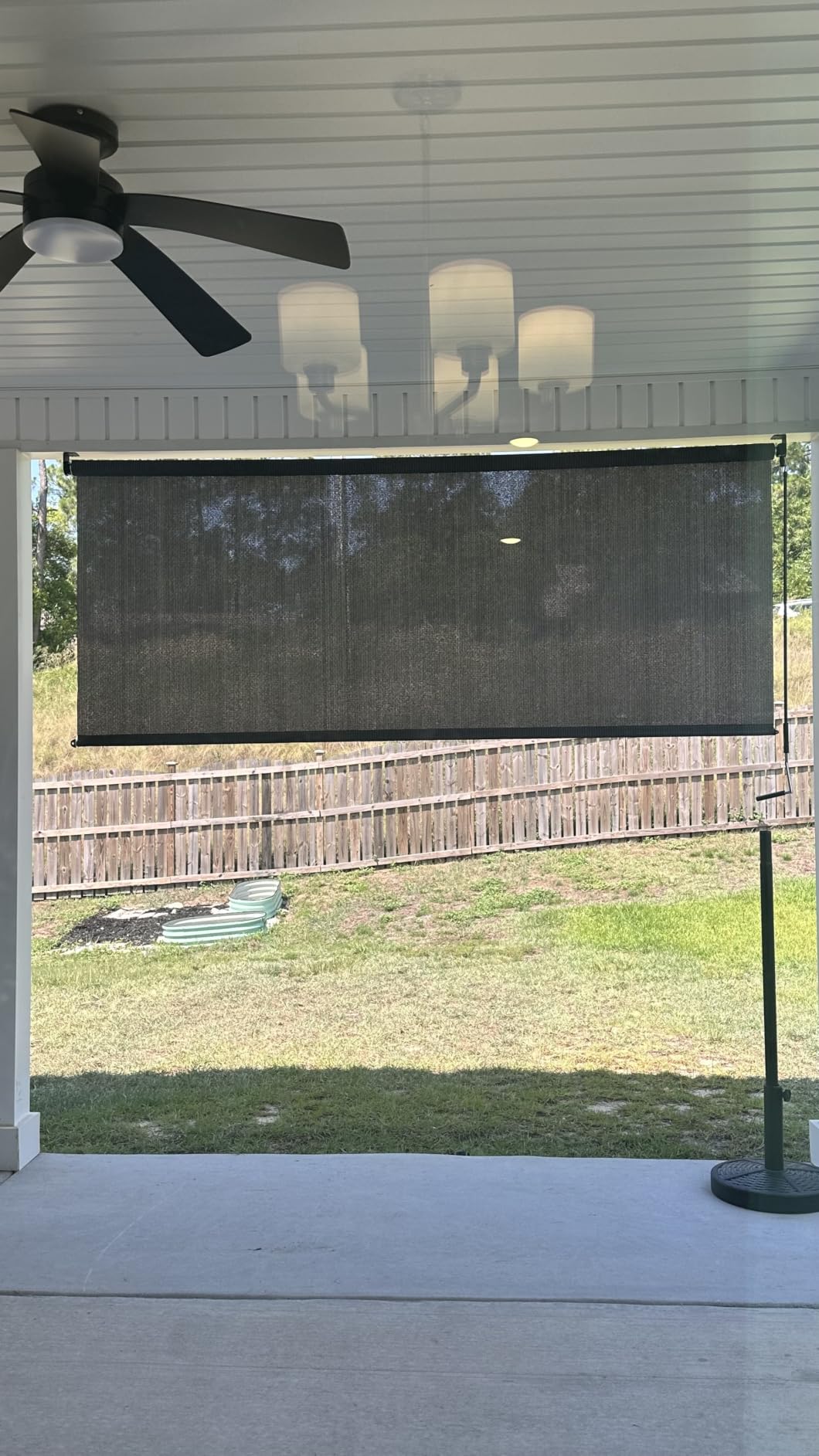 Artpuch Outdoor Roller Shade 8' W x 8' H, Gray Exterior Cordless Patio Shades Roll Up Blinds with Spliced Pole Design, (2 Poles, One-Piece Fabric) customer photo 2