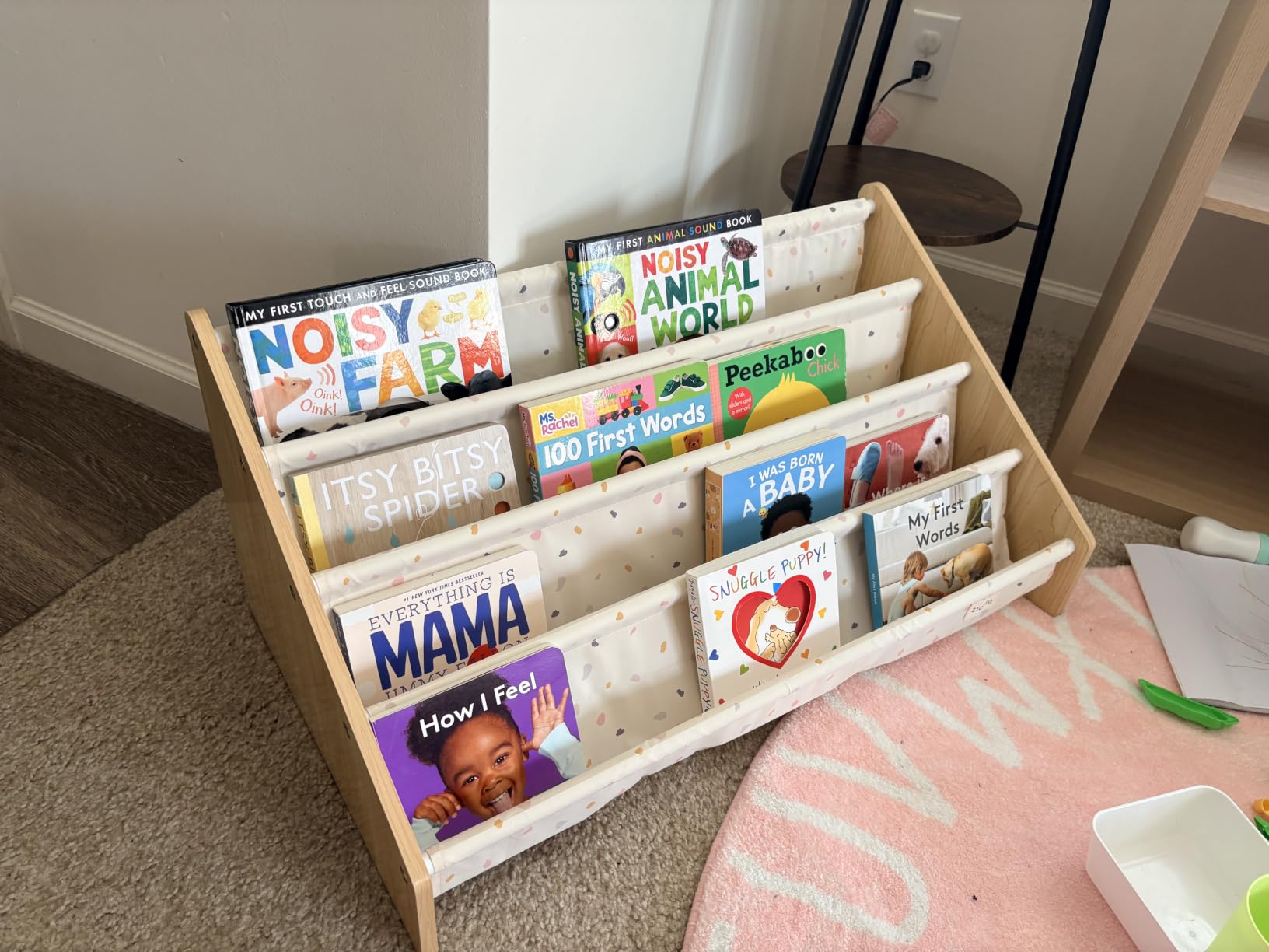 Decorative Wooden Bookshelf for Kids Rooms - Easy Install Montessori Shelf | Keeps Plenty of Books Neatly Organized and Within Reach for Toddlers - Book Shelf for Baby's Bedroom or Playroom Decor customer photo 2