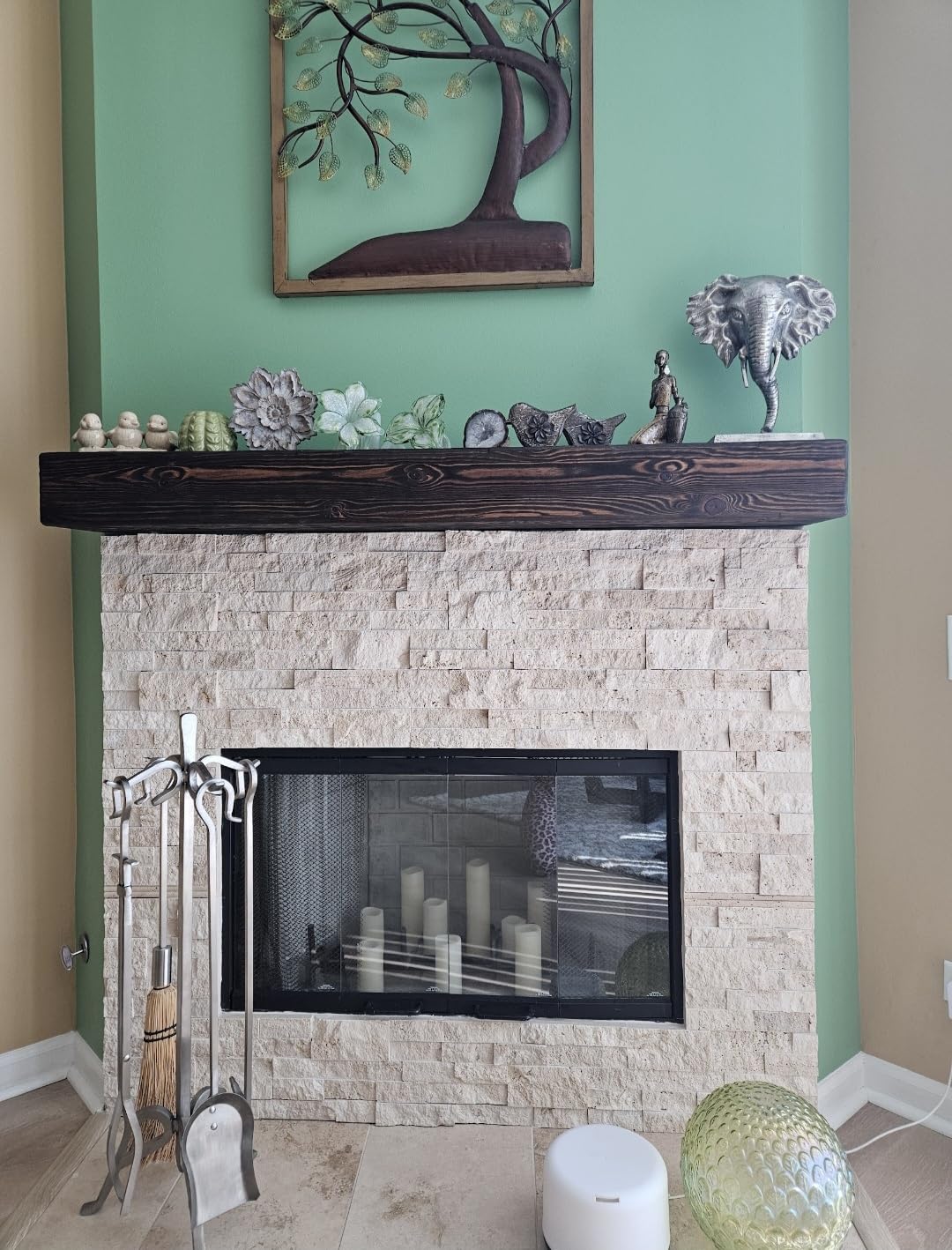 G GOOD GAIN Fireplace Mantel 60inch - Solid Wood Mantel Shelf Handcrafted Rustic | Floating Mantle Shelves Decor for Wall, Bedroom, TV, Books, Livingroom（DarkWalnut） customer photo 2