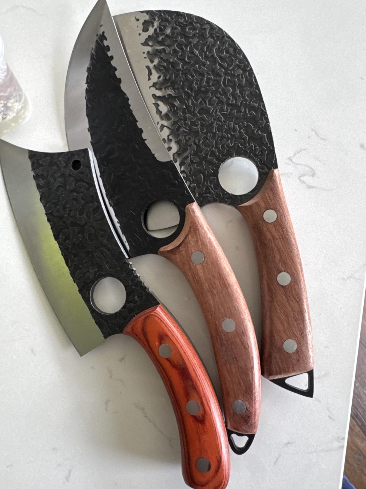 DRAGON RIOT Professional Butcher Knife Set for Meat Processing, 3Pcs High Carbon Steel Hand Forged Serbian Cleaver Chef Knife Set with Ergonomic Handles customer photo 1