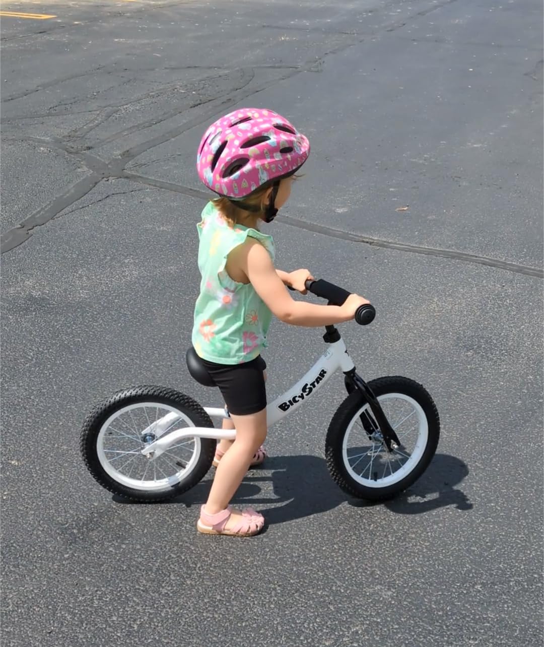 bicystar 14 Inch Balance Bike for Kids 3-5 with Rubber Air Tires, Blue | lightweight frame, adjustable seat & handlebar, easy assembly, outdoor riding, footrest, no pedals customer photo 1