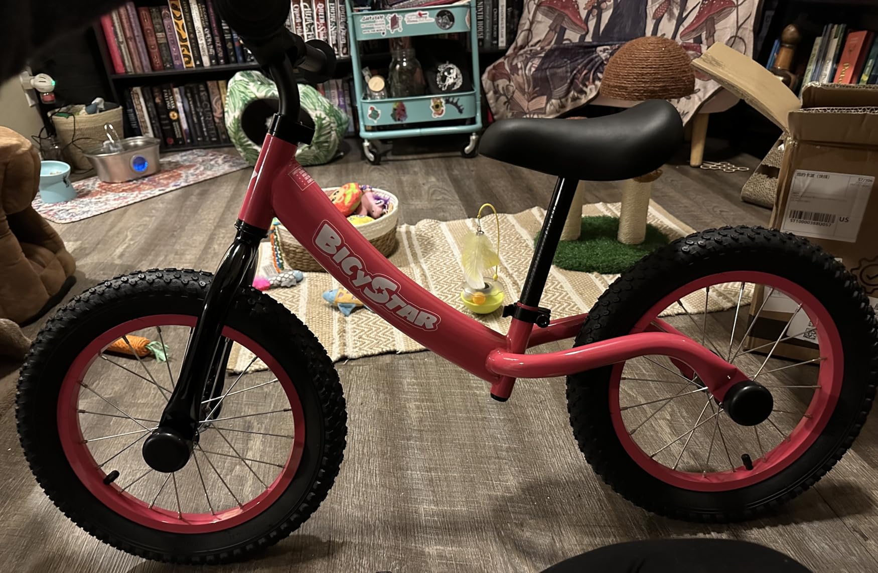 bicystar 14 Inch Balance Bike for Kids 3-5 with Rubber Air Tires, Blue | lightweight frame, adjustable seat & handlebar, easy assembly, outdoor riding, footrest, no pedals customer photo 2