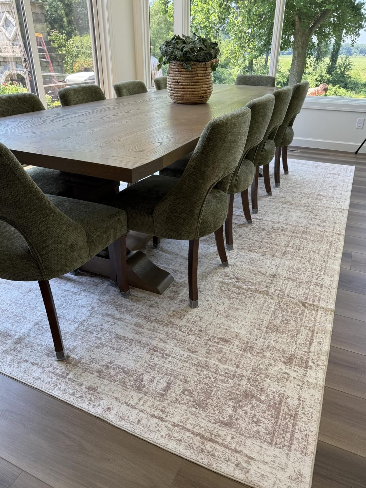 Soalmost 9x12 Area Rugs for Living Room, Non Slip Machine Washable Vintage Rugs, Low Pile Lightweight Large Rug for Bedroom, Dining Room, Home Office Beige customer photo 1