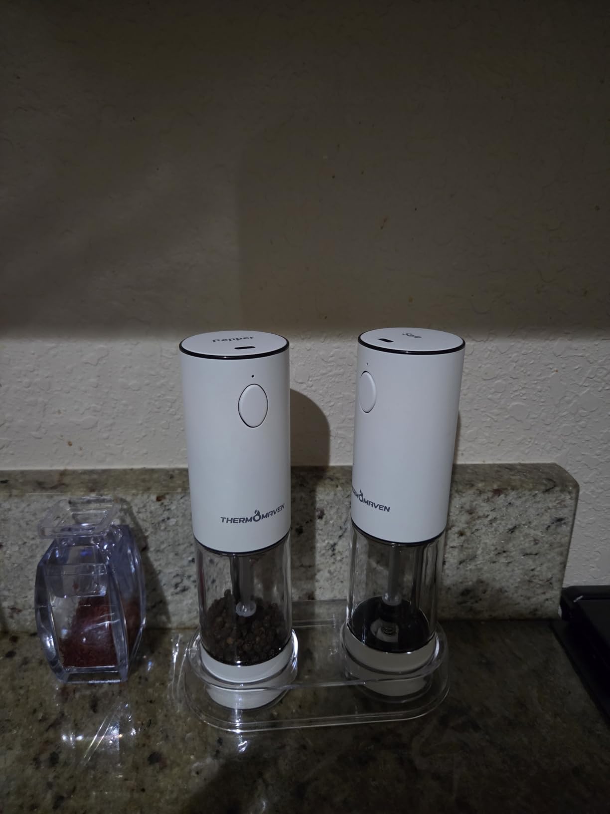 ThermoMaven Upgraded Larger Capacity Electric Salt and Pepper Grinder Set, 110ml Rechargeable Salt and Pepper Shaker with LED Light, Stainless Steel Automatic Pepper Mill with 6 Adjustable Coarseness customer photo 1