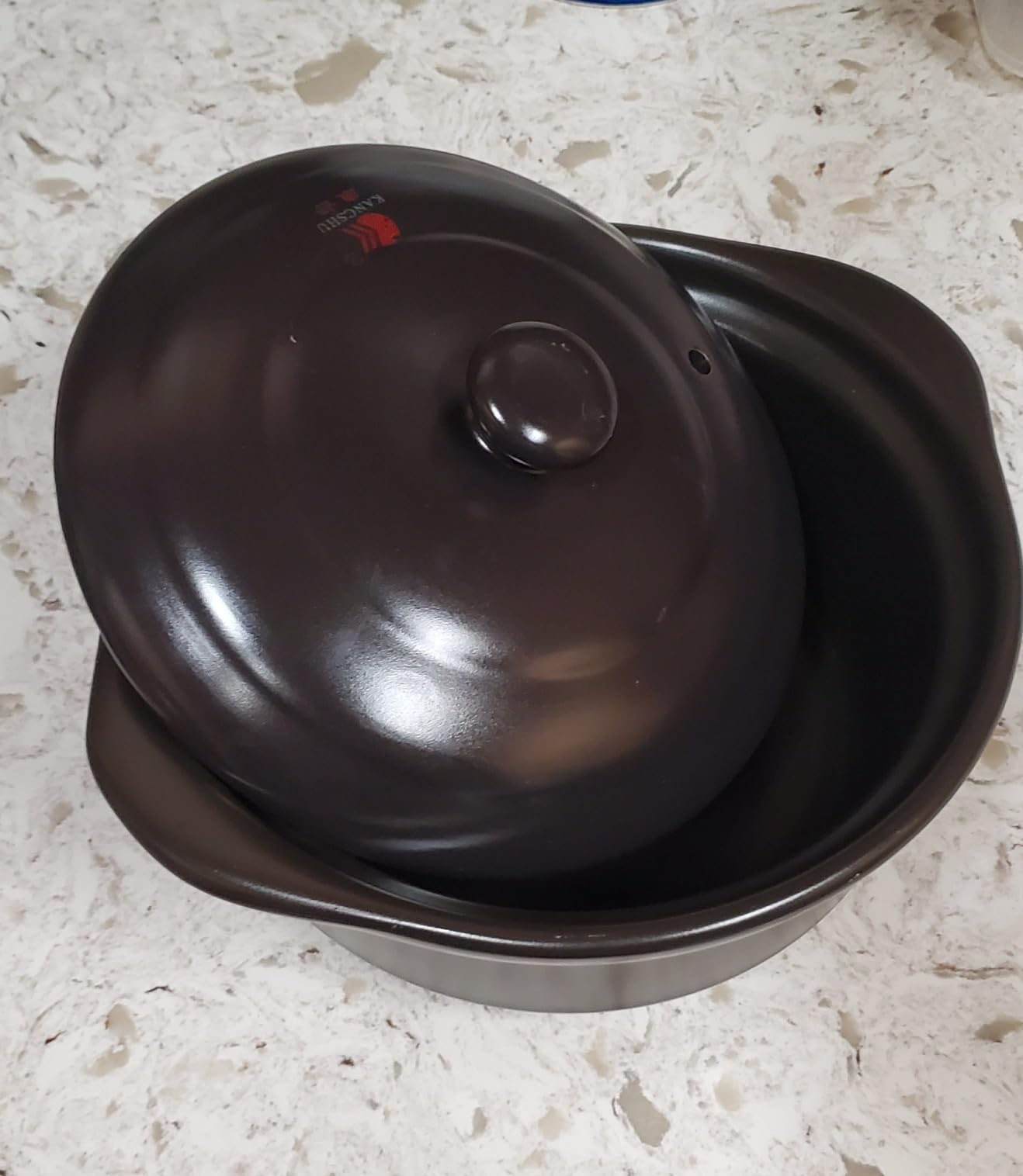 Ceramic Pots Casserole Soup Bowl with Lid Large Stock Clay Pot for Cooking (Black, 3.4 Quart) customer photo 1