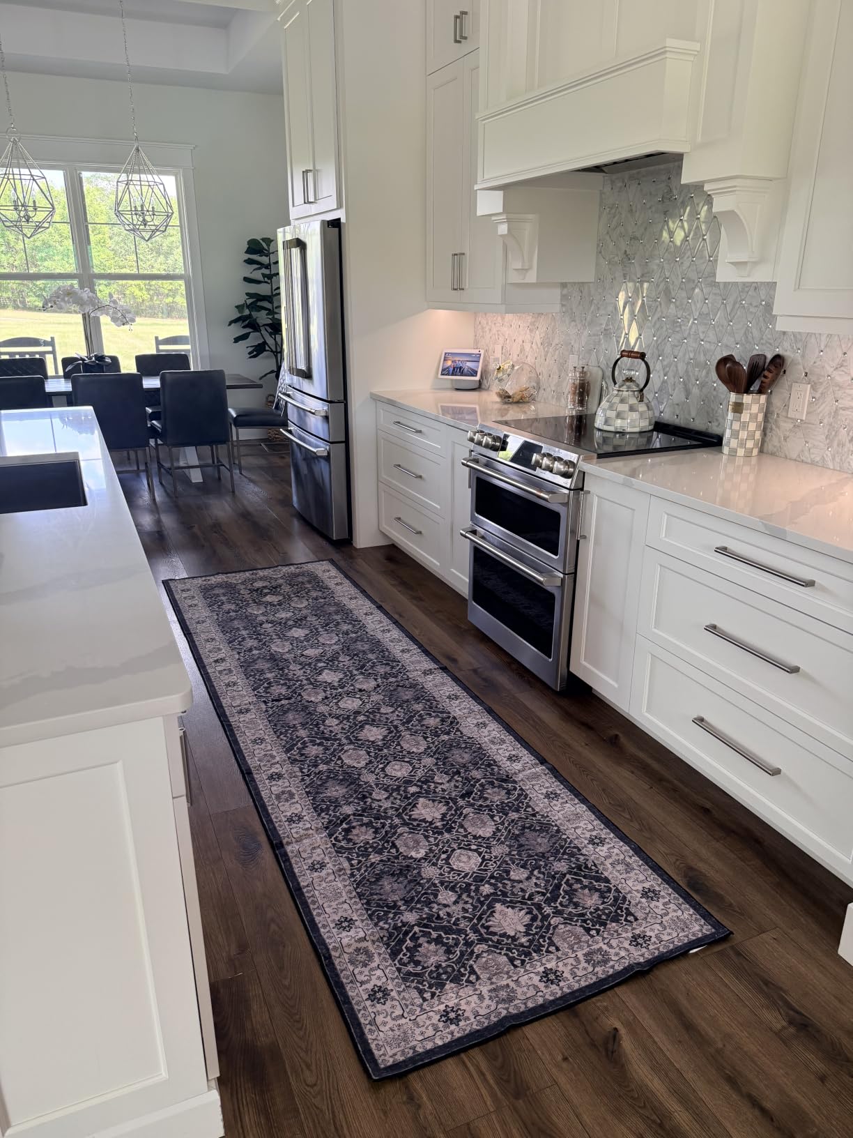 2x6 Hallway Washable Runner Rug - Vintage Soft Kitchen Laundry Runner with Non Slip Backing Farmhouse Entryway Living Room Floor Mat Stain Resistant Carpet customer photo 2