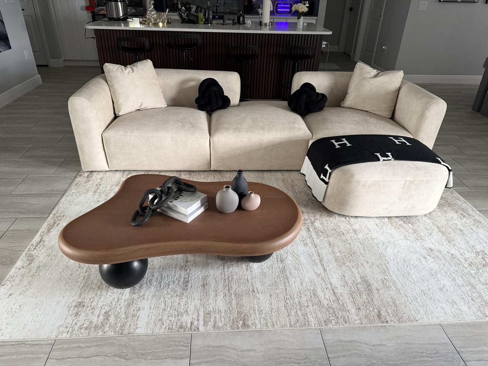 Acanva Mellow Modern Tight Curved Back Velvet Sofa, 4 Seater Modular | Minimalist Couch for Living Room Apartment, Modular Sectional, Hardwood Frame customer photo 2