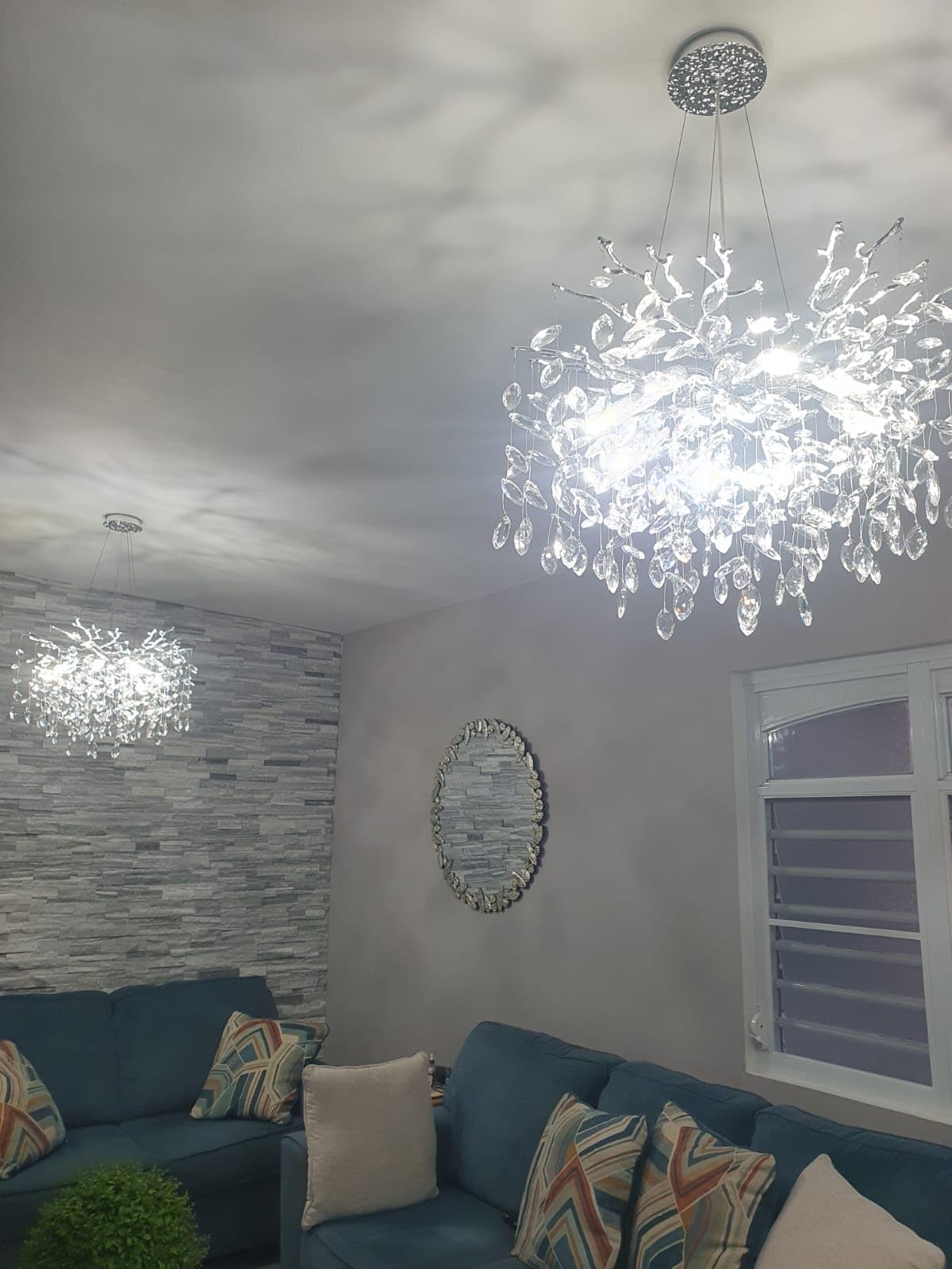 Modern Tree Branch Crystal Chandelier Luxury Silver Crystal Pendant Lighting 23.6