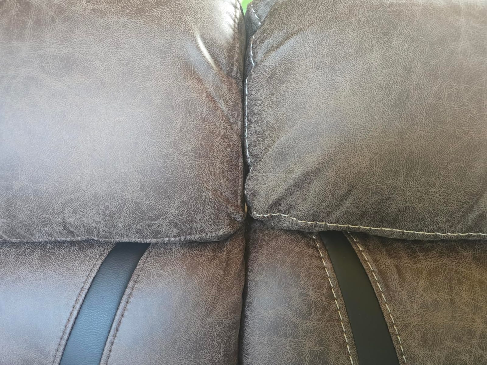 EBELLO Faux Leather Manual Reclining Sofa, 3 Seat Recliner Sofa Chair, Couch Furniture for Living Room, Furniture, Meeting Room, Brown (3 Seat Sofa) customer photo 1