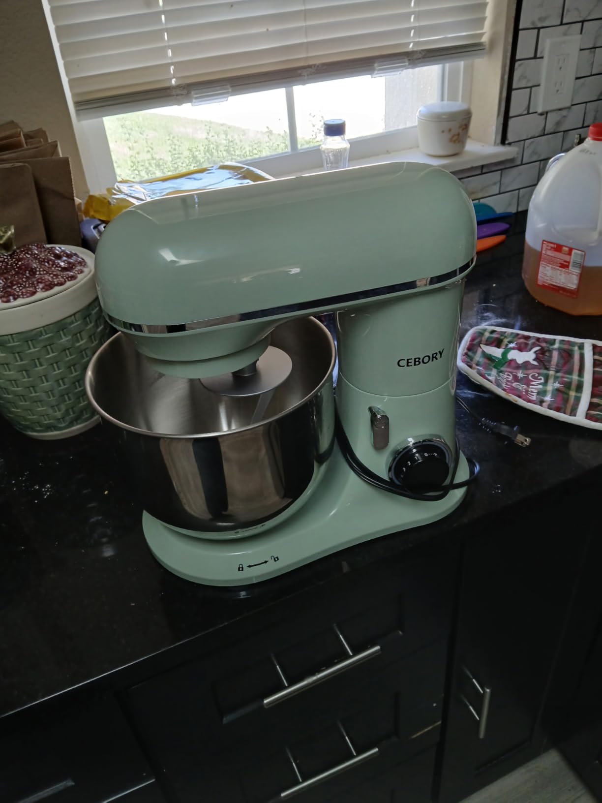 CEBORY 3-IN-1 Electric Stand Mixer, 6.5QT Bowl 660W 10-Speed Kitchen Mixer, Household Food Mixers include Dough Hook, Beater and Whisk, Bread Cake Mixer for Baking and Most Home Cooks, Green customer photo 2