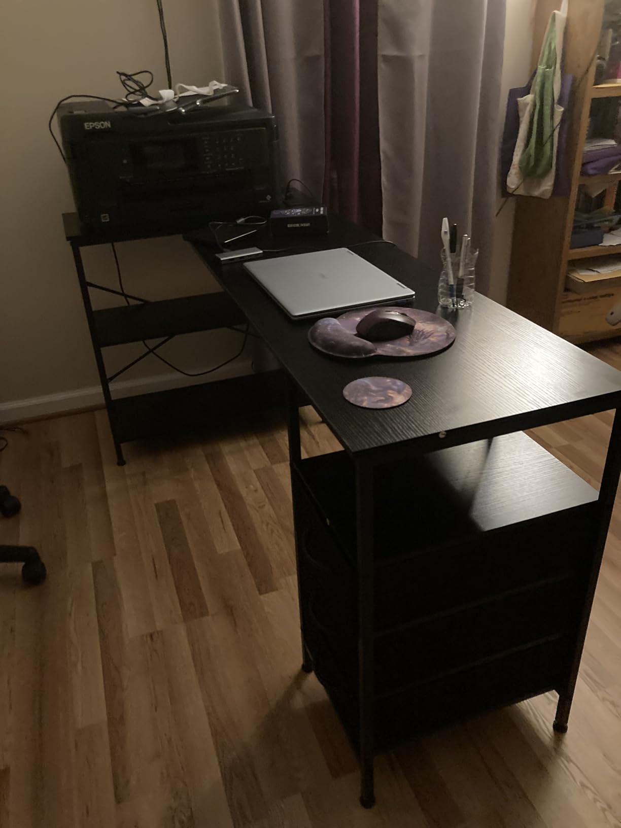 Huuger L Shaped Office Desk with Power Outlets, 47 Inch Computer Desk with 3 Drawers, Shelves, for Gaming, Corner Work, Home Office, Study, Rustic Brown customer photo 1