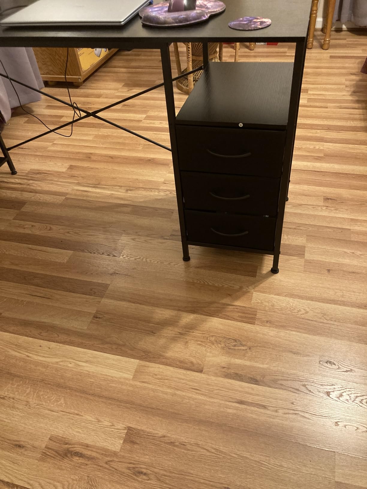 Huuger L Shaped Office Desk with Power Outlets, 47 Inch Computer Desk with 3 Drawers, Shelves, for Gaming, Corner Work, Home Office, Study, Rustic Brown customer photo 2