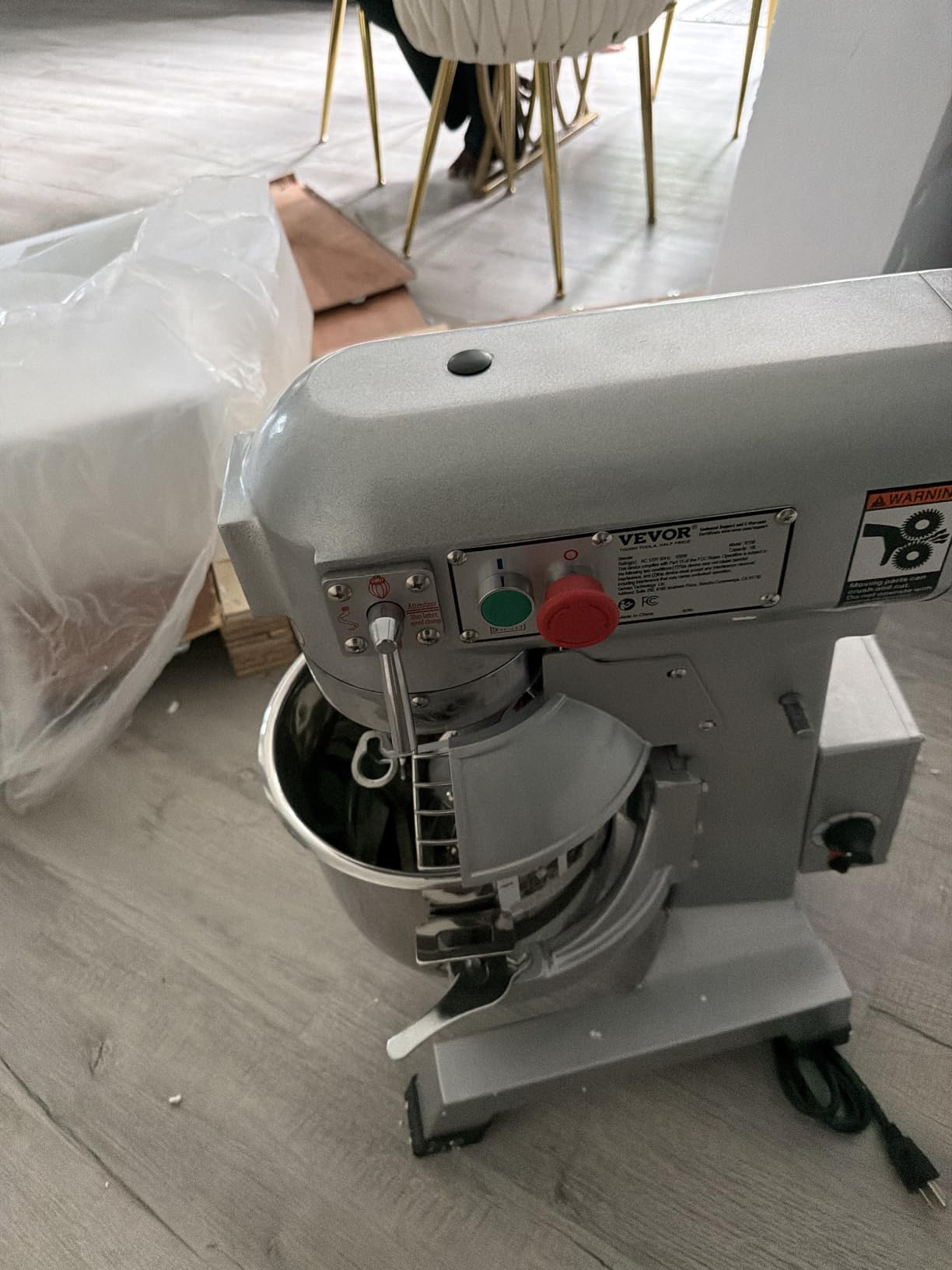 Commercial Food Mixer, 20Qt Commercial Mixer with Timing Function, 750W Stainless Steel Bowl Heavy Duty Electric Food Mixer Commercial with 3 Speeds Adjustable 108/199/382 RPM, Dough Hook Whisk customer photo 1
