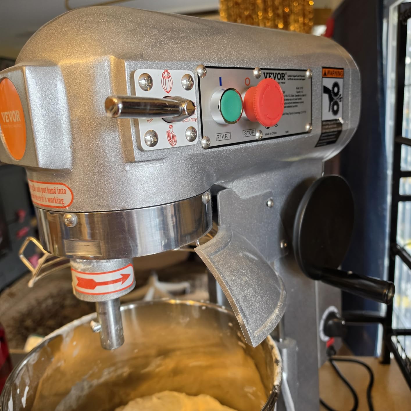 Commercial Food Mixer, 20Qt Commercial Mixer with Timing Function, 750W Stainless Steel Bowl Heavy Duty Electric Food Mixer Commercial with 3 Speeds Adjustable 108/199/382 RPM, Dough Hook Whisk customer photo 2