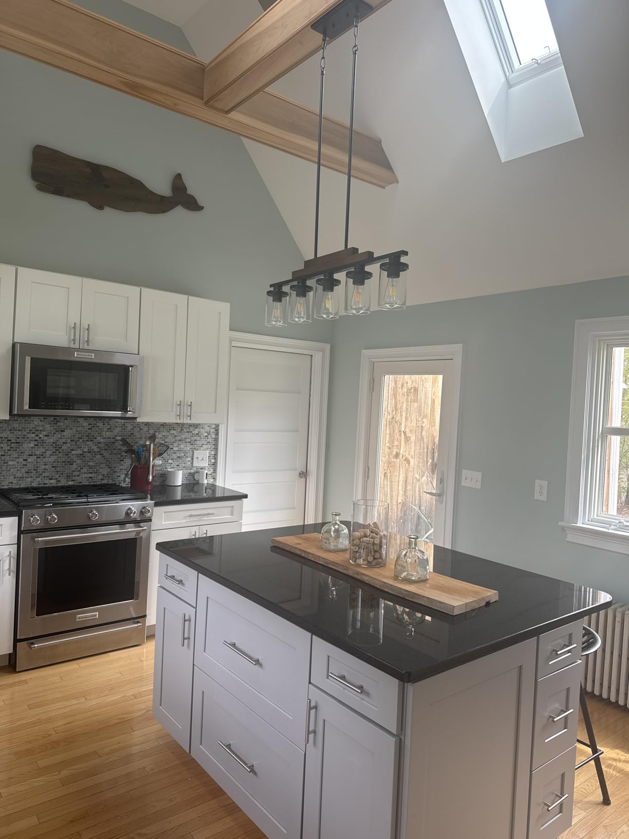 Farmhouse Chandelier 6-Light Dining Room Light Fixture Over Table Kitchen Island Lighting Rustic Chandeliers for Dining Light with Glass Shade Wood Pendant Lights Kitchen Island customer photo 2