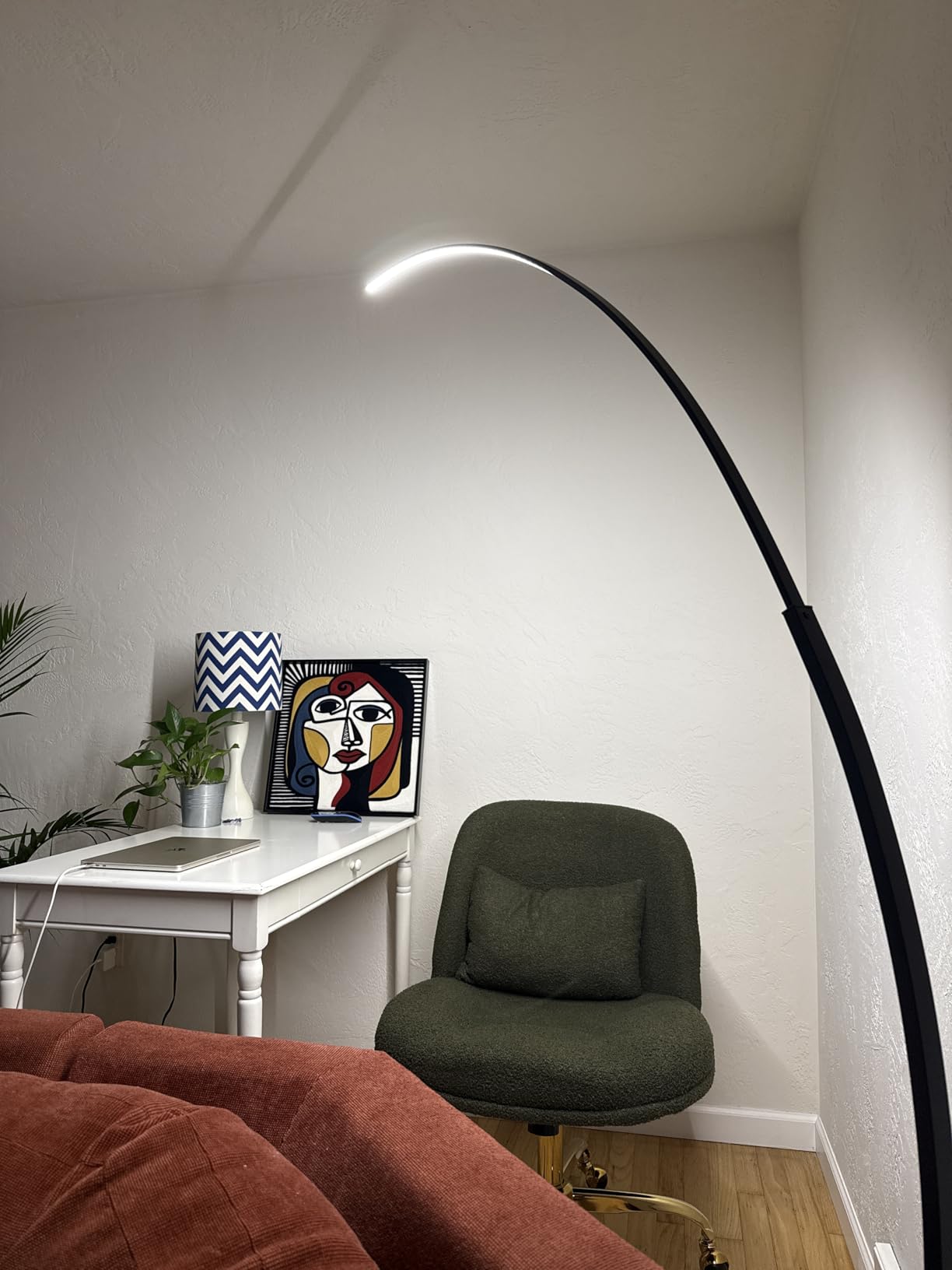 RGB Floor Lamp with 3 Color Temperatures, Ultra Bright 1800LM Smart Arc LED Floor Lamp with Remote Control, Music Sync, Scene Modes, Modern Standing Tall Lamp for Bedroom Living Room Gaming Rooms customer photo 2