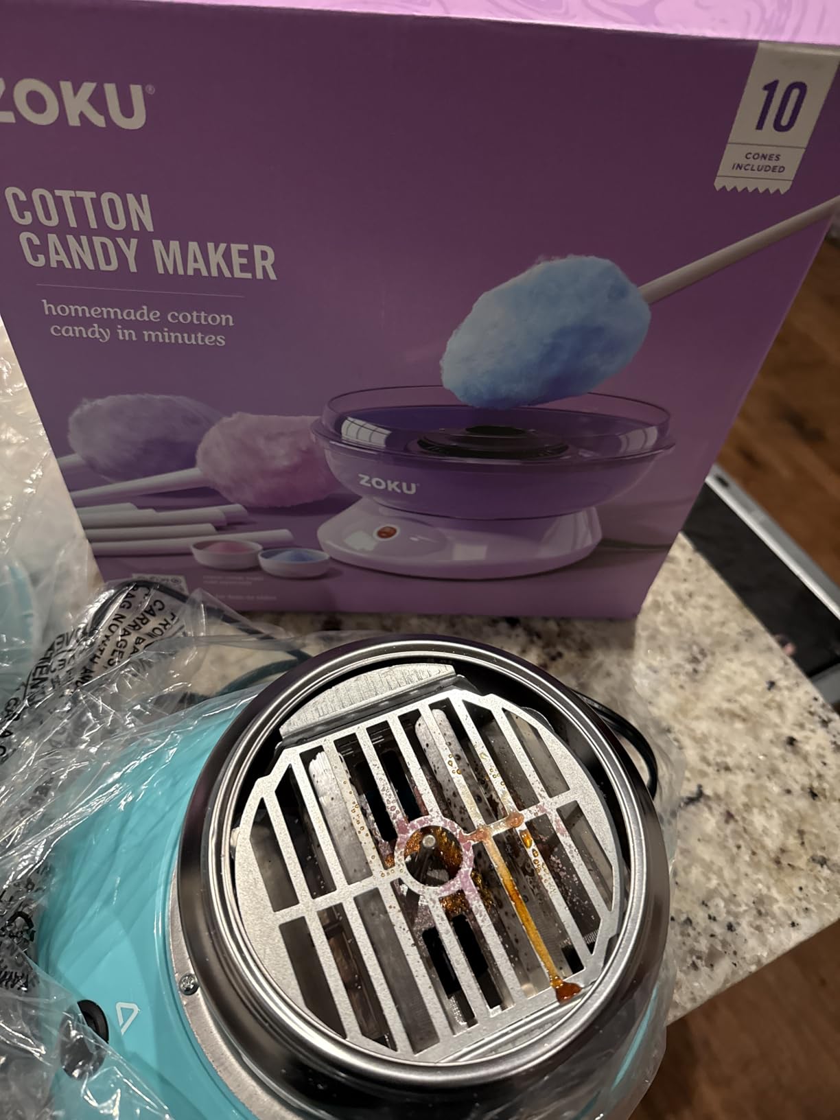 Koji by ZOKU Cotton Candy Maker Set, Countertop Machine with 10 Paper Cones - Create homemade cotton candy in minutes with a compact countertop machine and 10 included paper cones for easy servings customer photo 1
