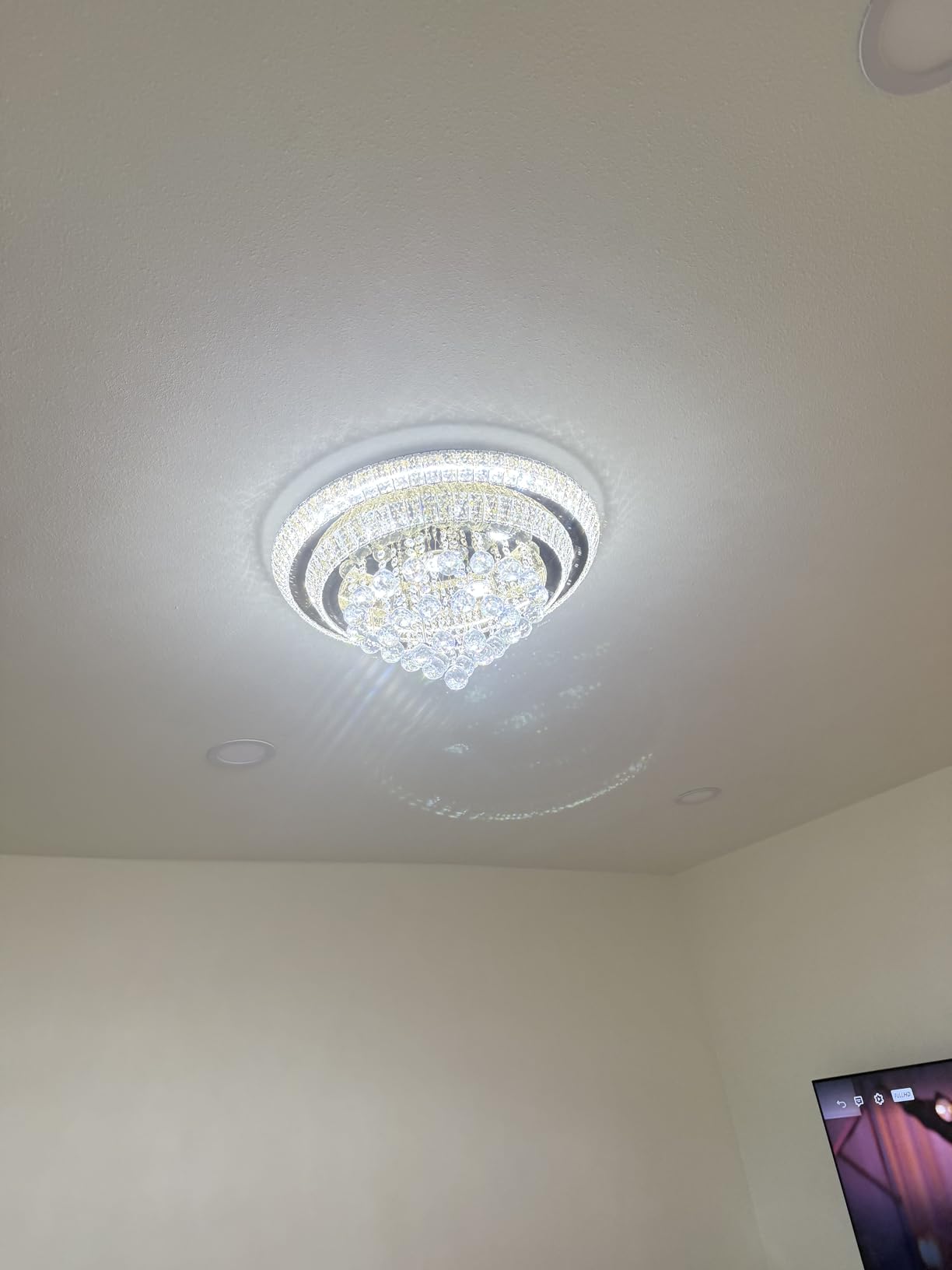 Miuyhji Elegant LED Crystal Raindrop Ceiling Light, 20