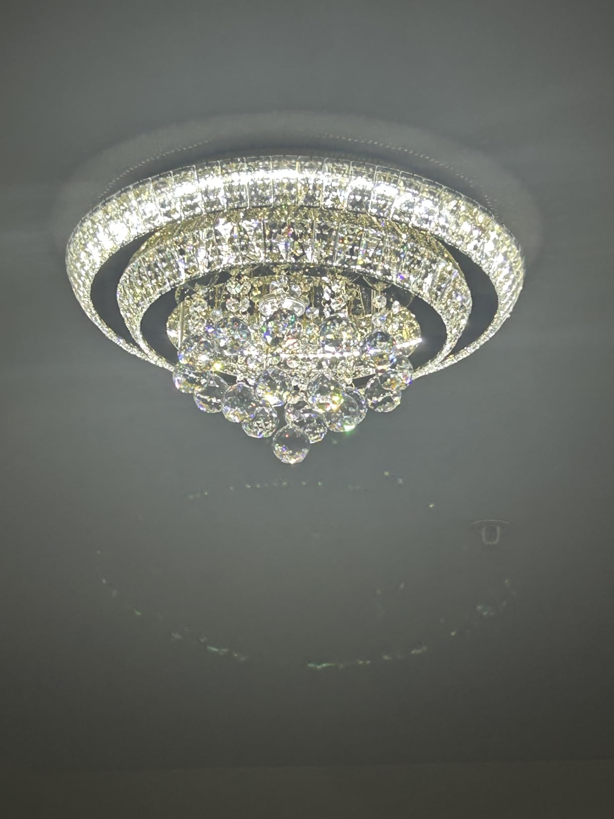 Miuyhji Elegant LED Crystal Raindrop Ceiling Light, 20