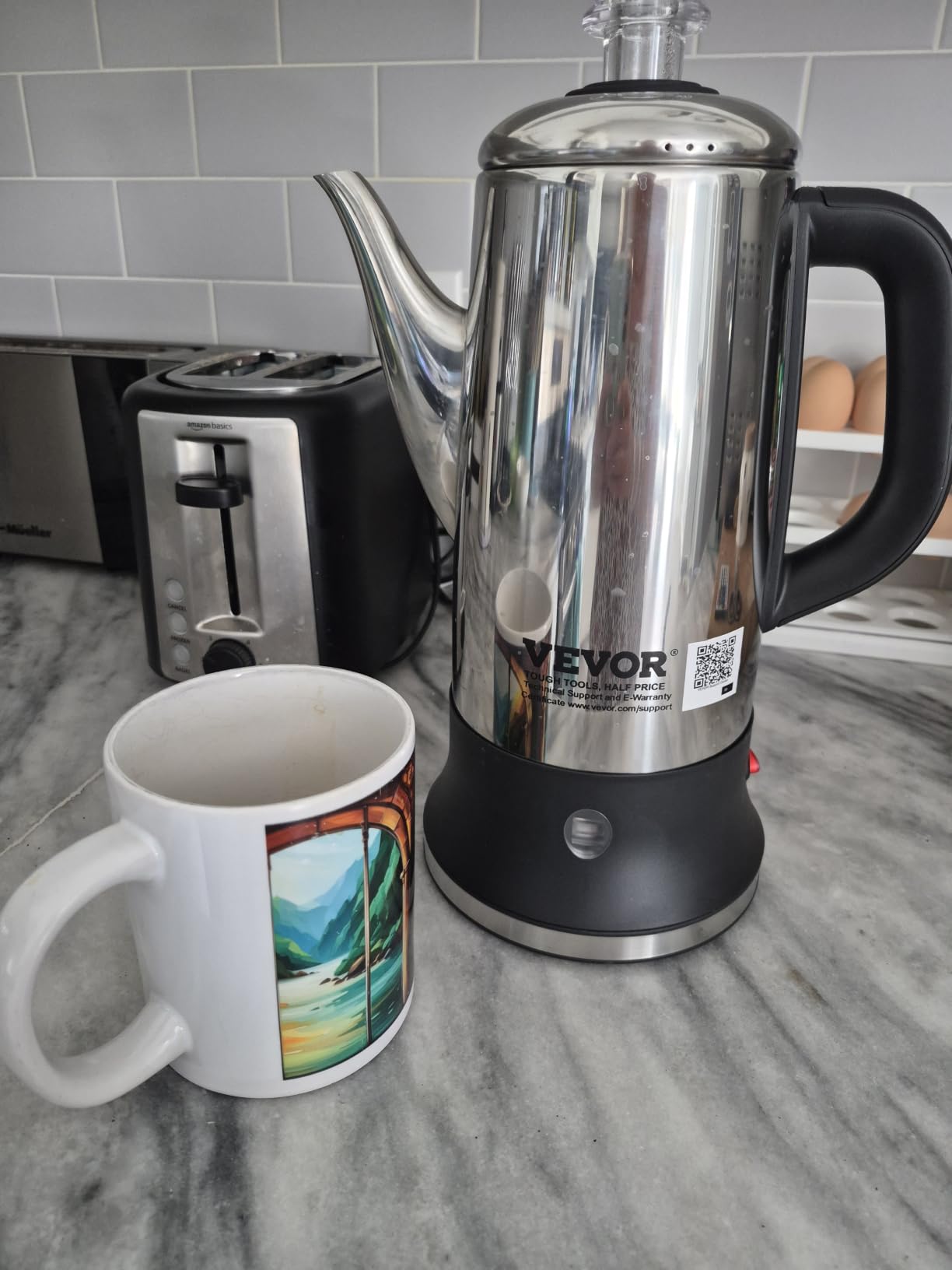 VEVOR 12-Cup Electric Percolator Coffee Pot, 304 Stainless Steel Body Coffee Percolator with Keep Warm Function & Heat-Resistant Handle, Classic Coffee Maker, Quick Brew & Easy-Pour Spout, Silver customer photo 1