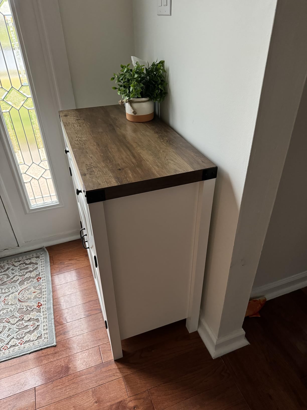 HOSTACK Coffee Bar Cabinet, Kitchen Storage Cabinet, Modern Farmhouse Buffet Sideboard with Drawer and Adjustable Shelf, Barn Door Accent Cabinets for Kitchen, Dining Room, Entryway, Dark Brown customer photo 2