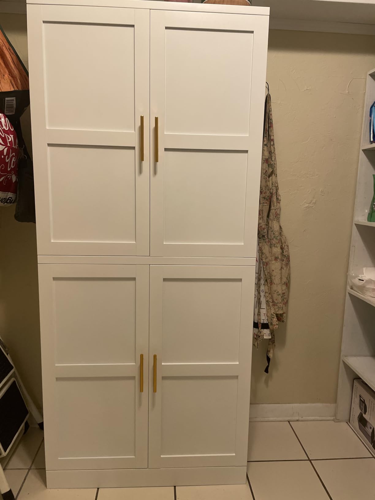GAIOUS Metal Pantry Cabinet, Kitchen Pantry Storage Cabinets with 2 Door and 3 Adjustable Shelves, White customer photo 1