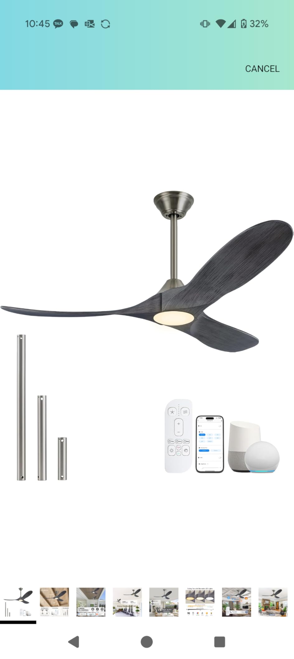 70 inch Large Outdoor Smart Ceiling Fans with Lights for Patios Damp Rated | High CFM 3 Blades Wood Propeller, Smart Voice/App/Remote Control Quiet DC Motor Rustic Farmhouse Style for Indoor, Porch customer photo 1