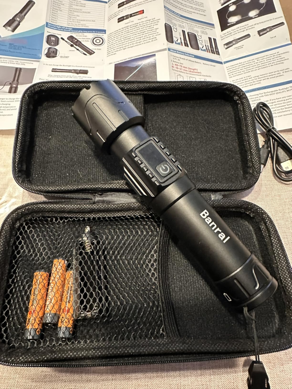 Tactical Flashlight Super Bright High Lumens Rechargeable LED Flash Light | 5000ft Beam, 5000mah, 20H Long Lasting, USB C Charging, Zoomable 5 Modes, Waterproof for Camping Hiking Emergency Men Gift customer photo 2