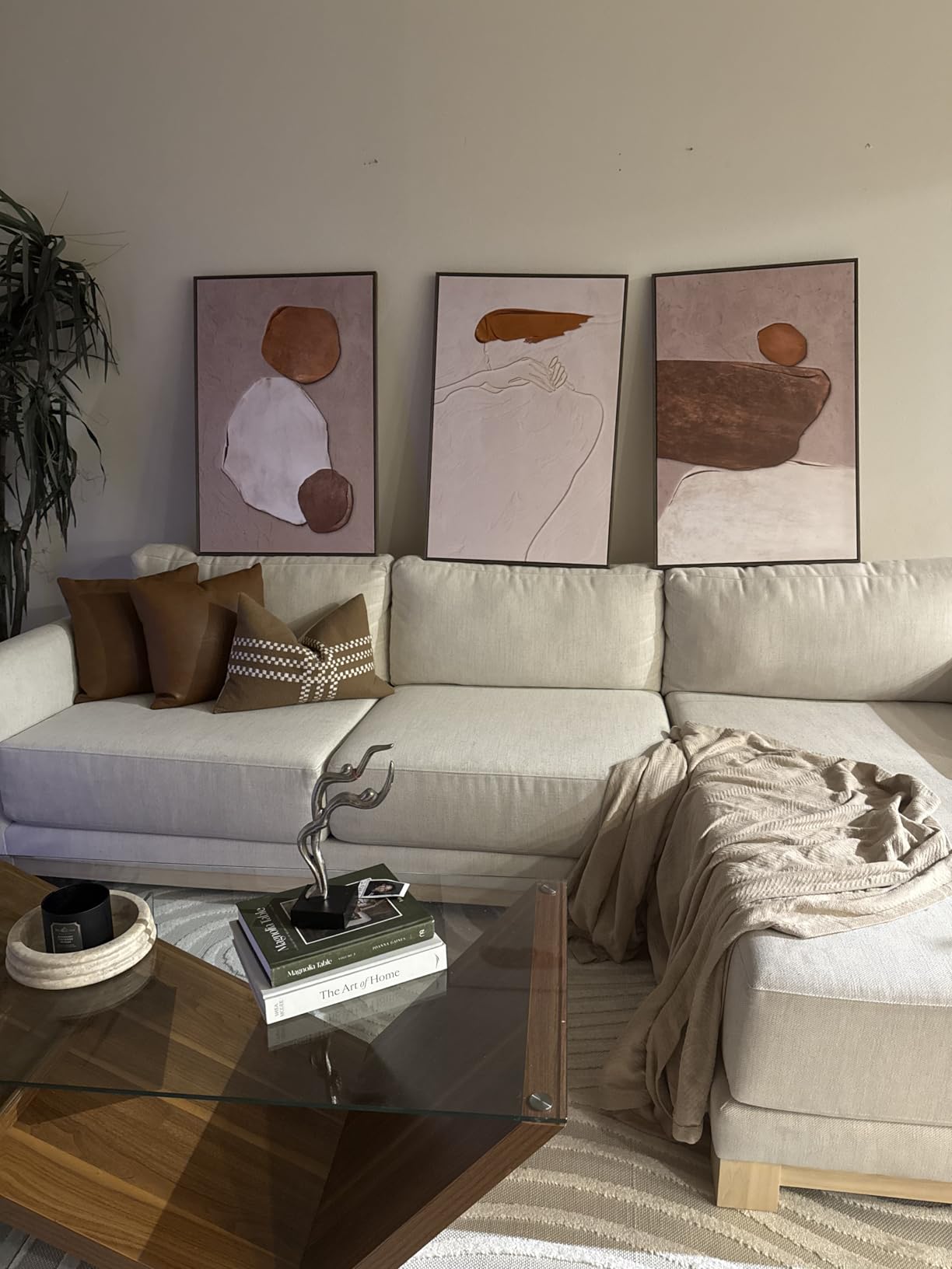 Framed Neutral Abstract Wall Art, Set of 3 Modern Canvas Prints Paintings Artwork for Walls, Minimalist Black and Beige Pictures for Living room Hallway Stair Bedroom Office Wall Decor 16x24 Inch customer photo 1