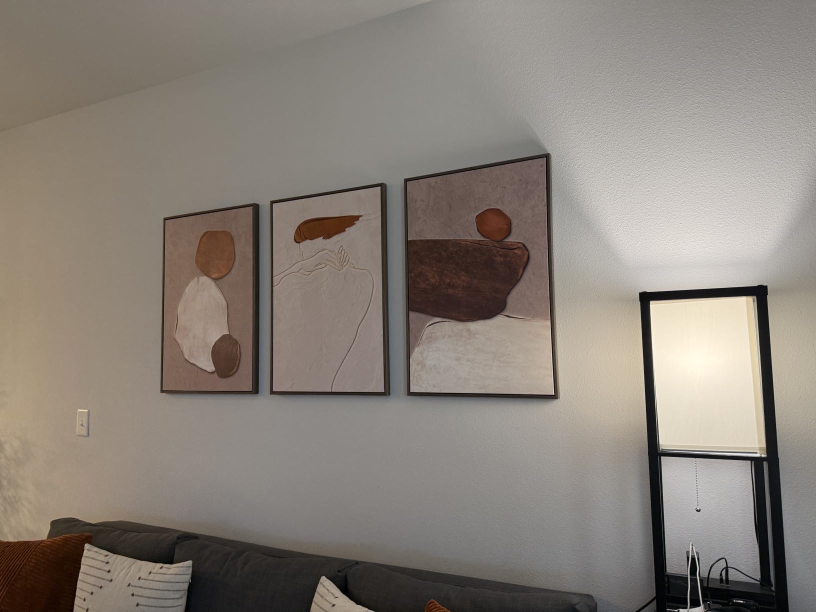 Framed Neutral Abstract Wall Art, Set of 3 Modern Canvas Prints Paintings Artwork for Walls, Minimalist Black and Beige Pictures for Living room Hallway Stair Bedroom Office Wall Decor 16x24 Inch customer photo 2