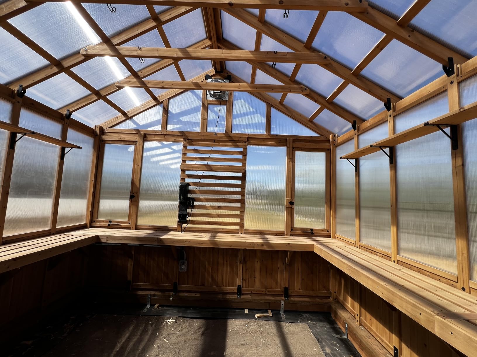 Backyard Discovery Bellerose XL 13' x 11' Cedar Wood and Polycarbonate Walk-in Greenhouse Kit with Pergola, Exhaust Fan, Windows, Hose Hook-Ups, PowerPort, Staging Shelves for Outdoor Gardening customer photo 1