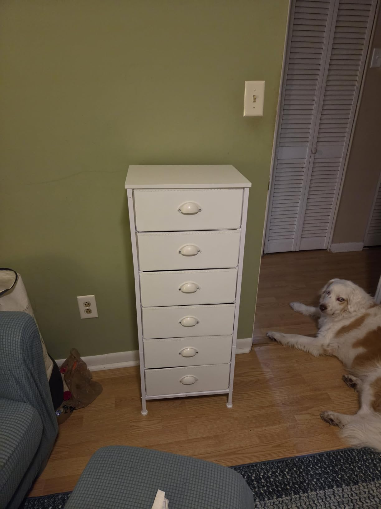 Furnulem White Tall Dresser for Bedroom, Chest of Drawer with Fabric Drawer | Tall Skinny Dresser with 7 Drawers, Metal Frame, Wooden Top, Dorm Vertical Closet, Bedside Furniture in Living Room customer photo 1