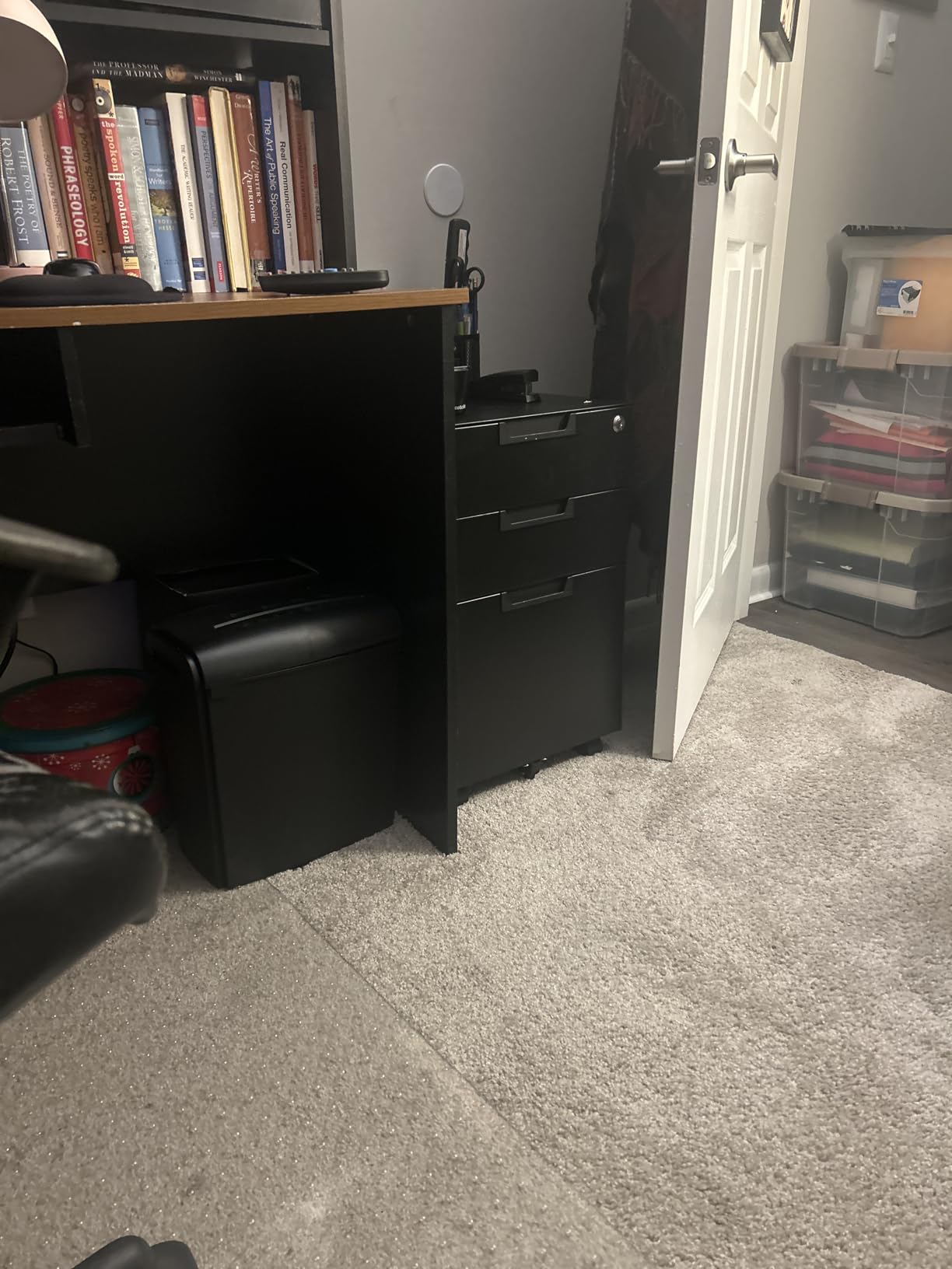 MIIIKO 3 Drawer File Cabinet with Lock, Metal Lateral Rolling Printer Stand Office Storage Filing Cabinets for Home Office, A4, Letter, File Folders(Black) customer photo 2