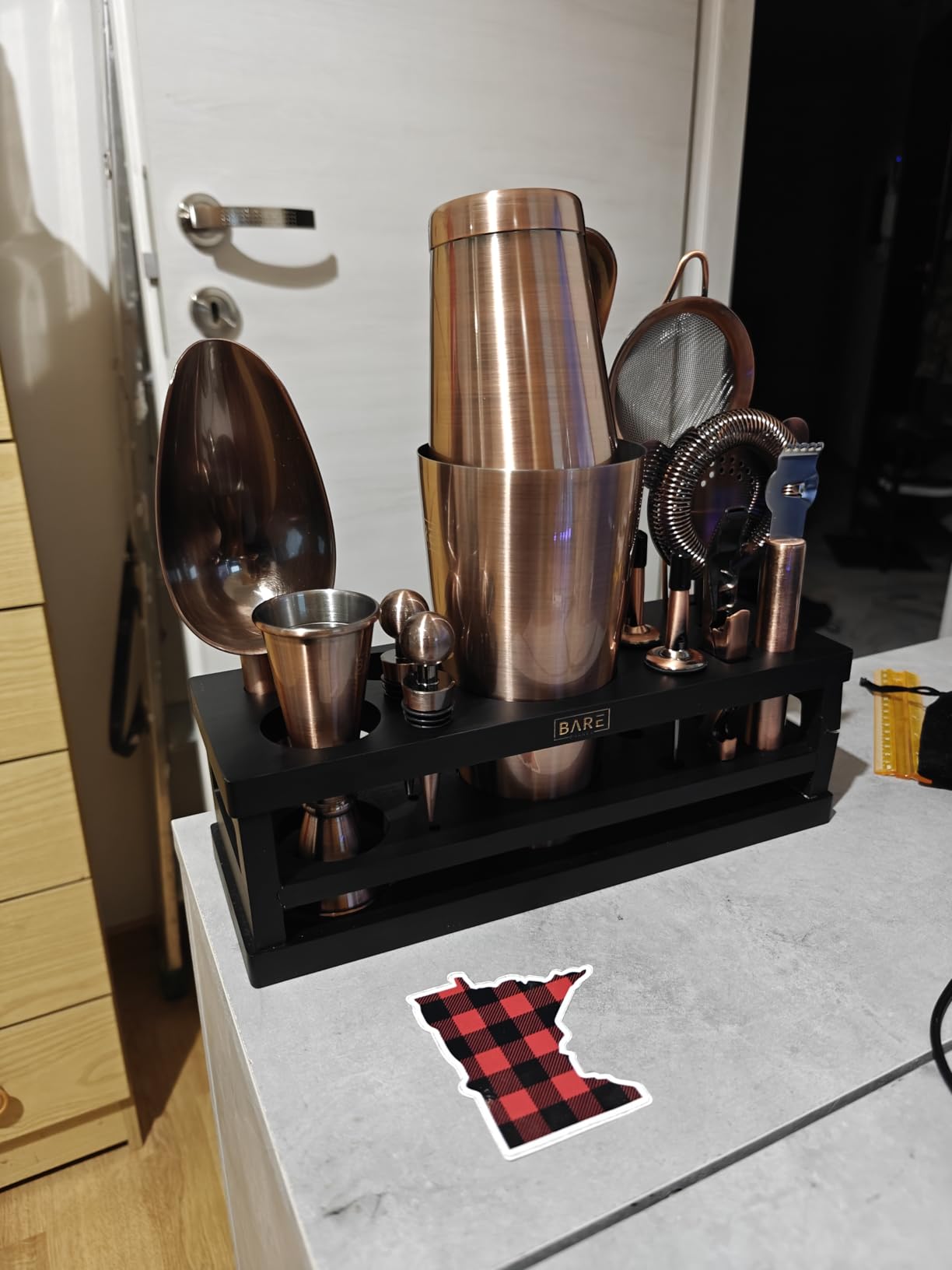 BARE BARREL Mixology Bartender Kit Bar Set | 16-Piece Cocktail Shaker Set | Martini Barware Mixing Tools for Home Bartending | Incl. 35 Recipe Cards | Gift Set (28oz Boston Shaker, Silver/Black) customer photo 1