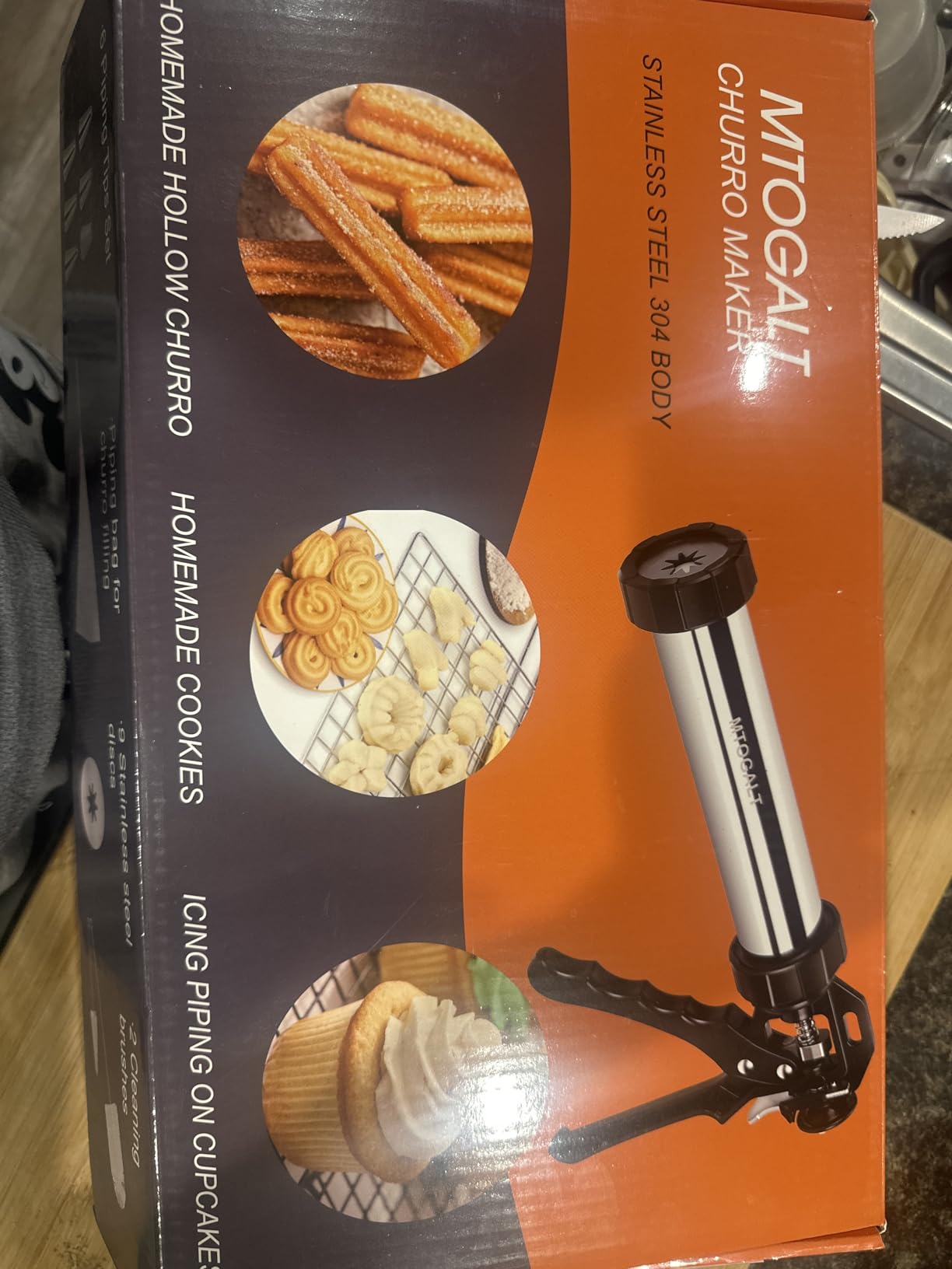21-Piece Cookie Press Set, Churro Maker Machine, Stainless Steel Baking Gun | Great Christmas Holiday Gift for Spritz Cookies, Hollow Churros, and Pastry with 6 Nozzles, 9 Discs, Piping Bag, 2 Brushes customer photo 2
