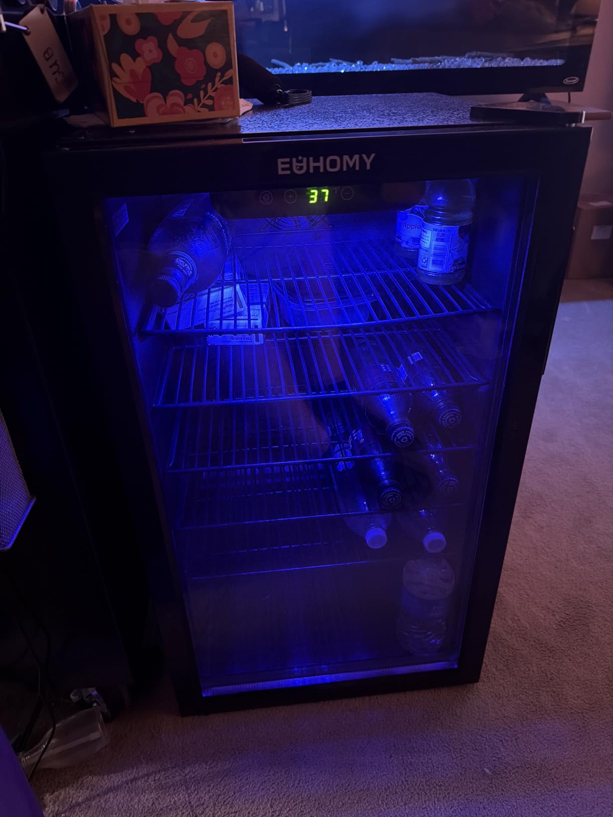 EUHOMY 24 Can Mini Fridge, 18L Beverage Refrigerator with Quiet Compressor | 0.6 Cu.ft Capacity, 40°F to 61°F, Countertop, Digital Temperature Control, Removable Shelves, LED Light, Home Bar Office Use customer photo 2