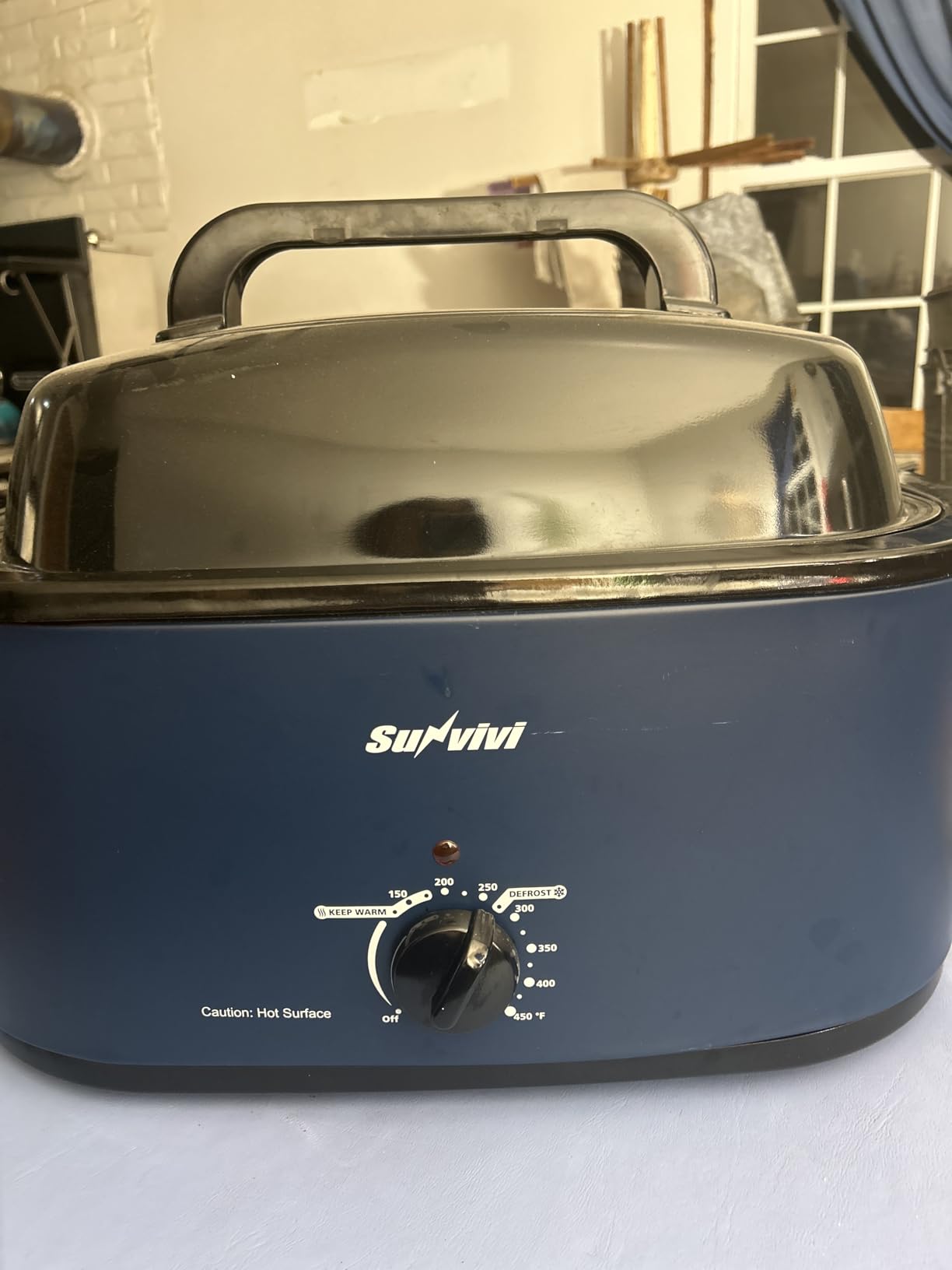 Sunvivi 28 Quart Electric Roaster Oven Turkey Roaster with Lid Electric Roasters with Removable Pan Large Roaster, Visible & Self-basting Lid, Fast Heating & Thaw/warming Setting, Silver customer photo 2