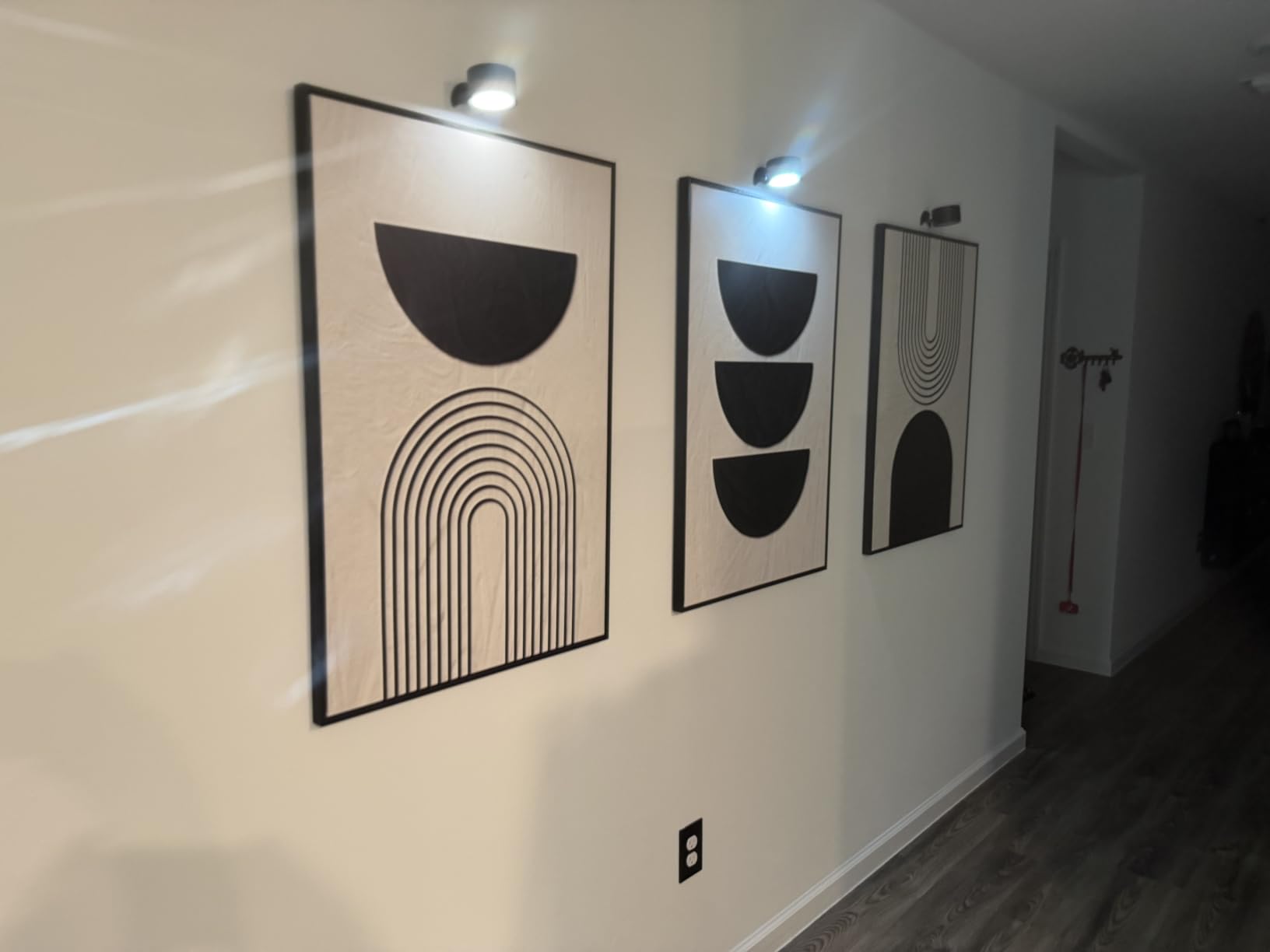 Large Framed Boho Modern Neutral Abstract Wall Art for Living Room, 3 Piece Black and White Canvas Prints Paintings Artwork for Walls, Geometric Pictures for Office Bedroom Dining Room Decor, 24x36 In customer photo 2