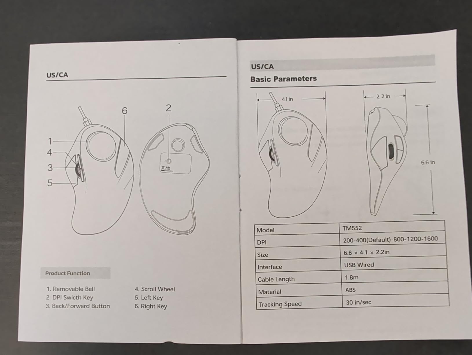 Wired Ergonomic Trackball Mouse for Large Hands, 44mm Index Finger Control | All-day comfort, precise tracking in tight spaces, 5 DPI settings, USB-C & USB-A plug-and-play, Windows and Mac compatible customer photo 2