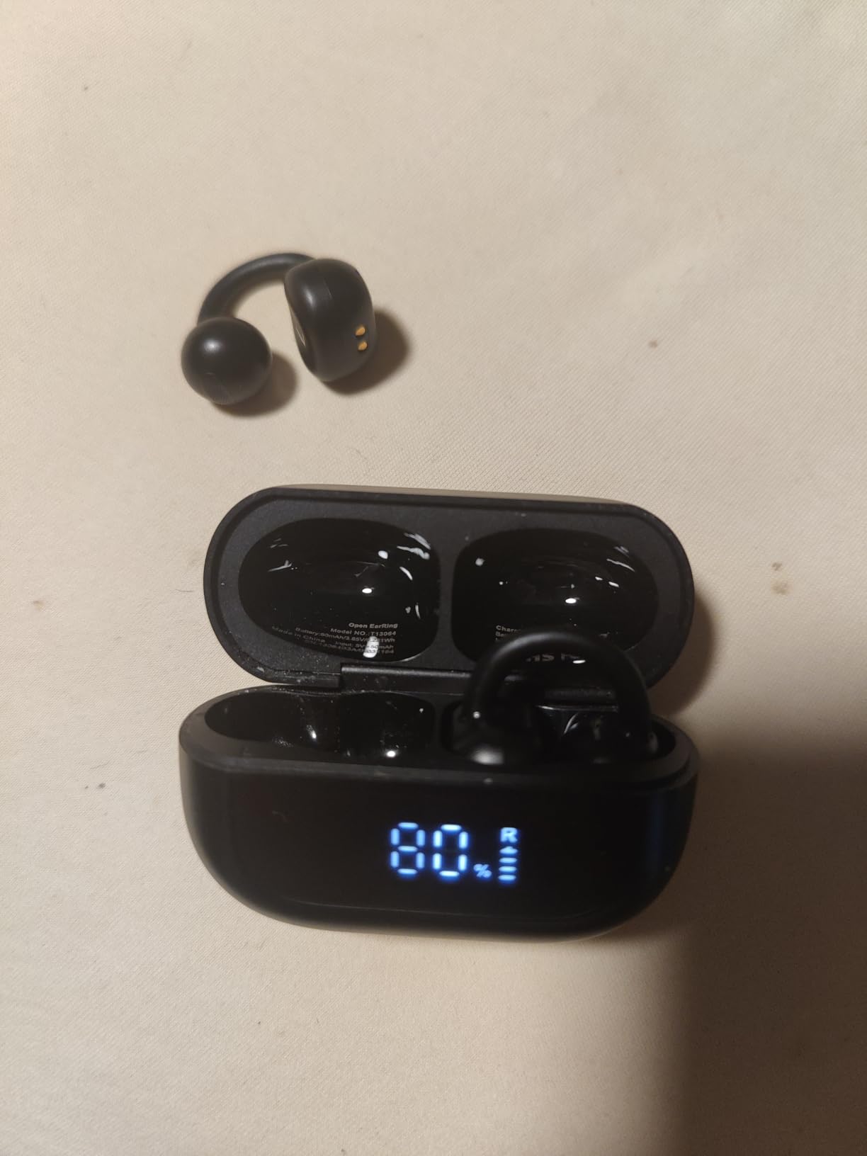 TOZO OpenEarRing Open Ear Earbuds 40H Bluetooth 5.4 Lightweight Comfort | Open Ear Clip On Wireless Earbuds with Smart Digital LED Display, Stable Connection, Secure Fit for Driving Workout Black customer photo 2