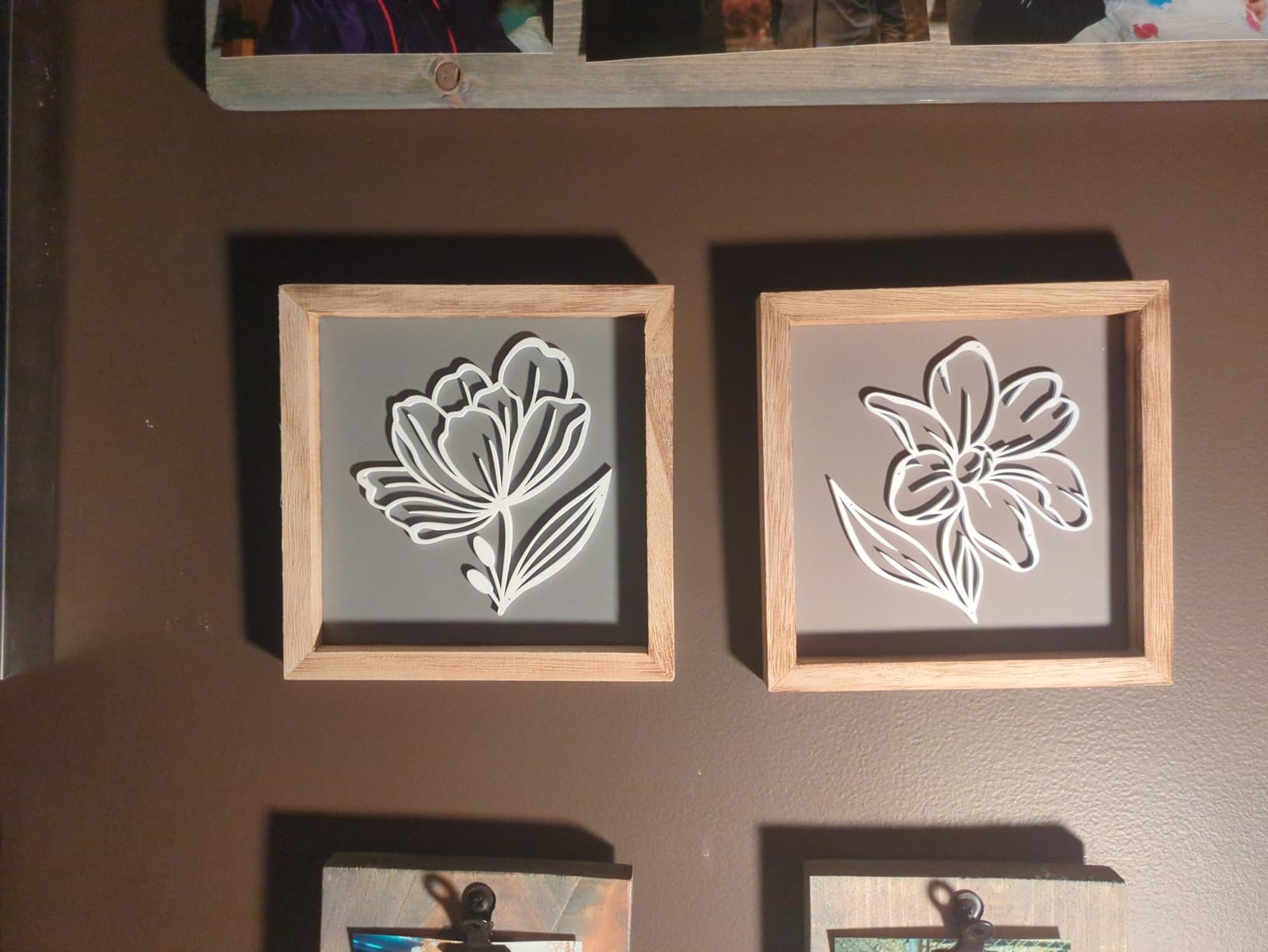 3D Wooden Floral Bathroom Wall Decor (Set of 4) Lightweight, Ready-to-Hang Framed Wall Art For Living Room, Bedroom, or Office - Premium Boho Botanical Farmhouse Decorations - Gift-Boxed customer photo 2