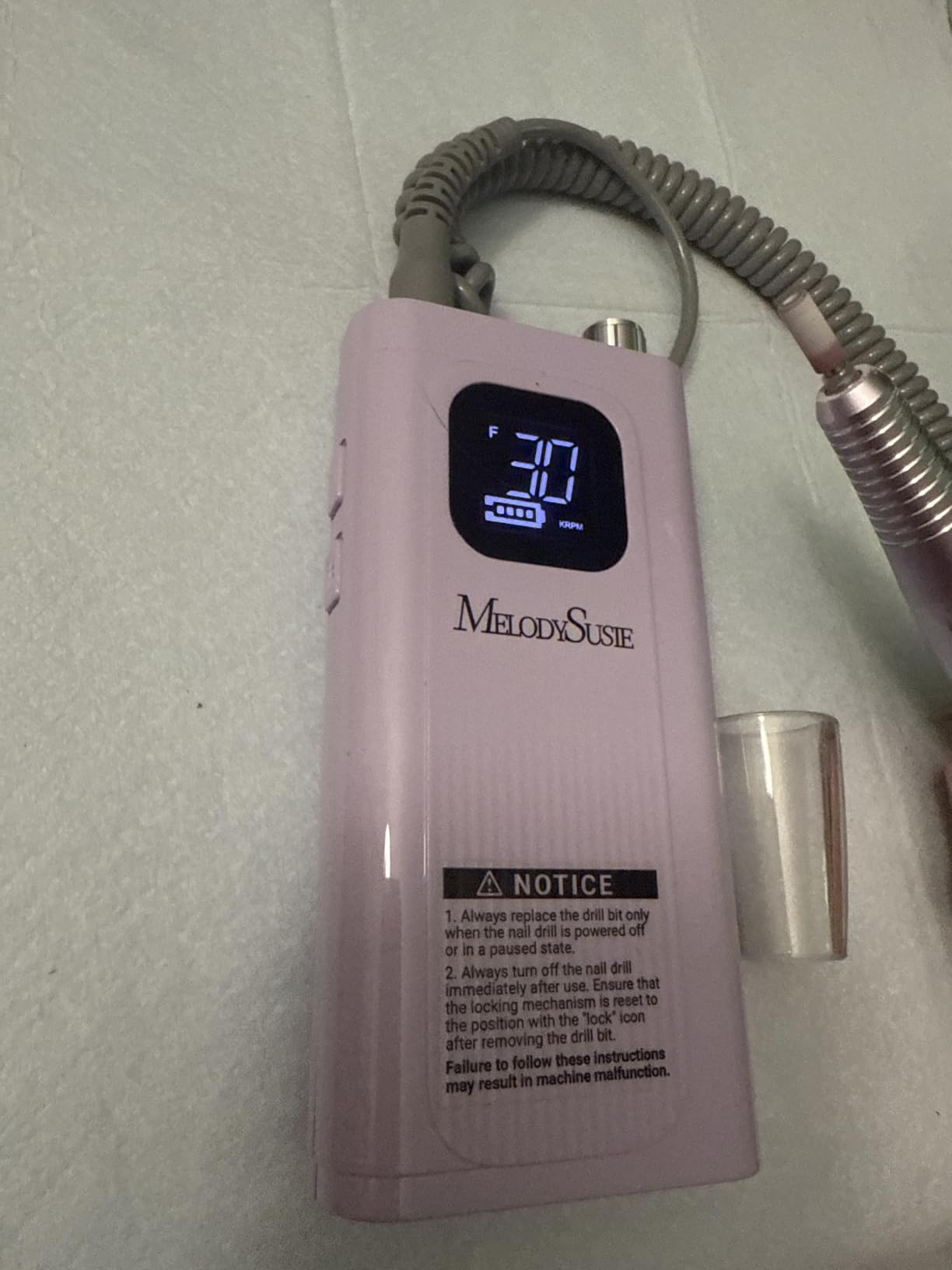 MelodySusie Clip-On SC300F Cordless Nail Drill 30,000 RPM for Beginners | 8-12h Battery Life, 6 Bits and 56 Sanding Bands for Shaping, Gel Removal and Students in Training customer photo 1