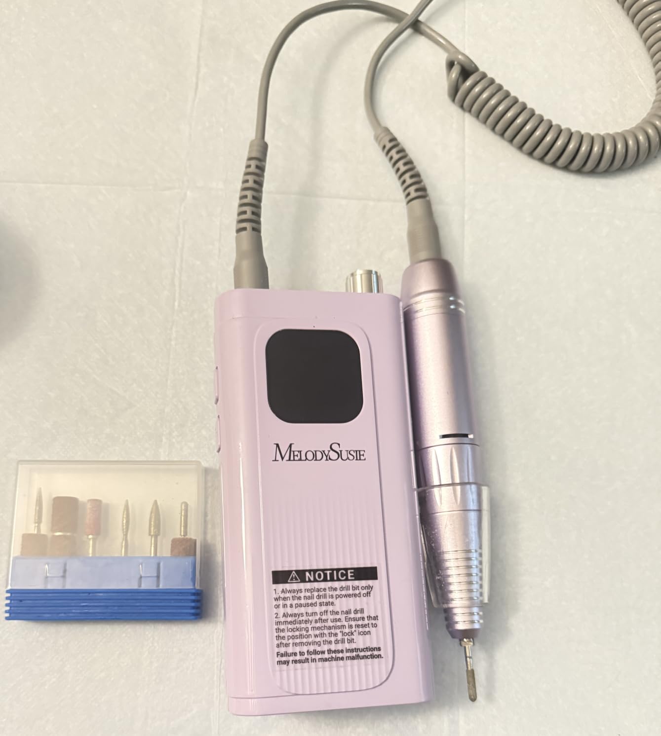 MelodySusie Clip-On SC300F Cordless Nail Drill 30,000 RPM for Beginners | 8-12h Battery Life, 6 Bits and 56 Sanding Bands for Shaping, Gel Removal and Students in Training customer photo 2