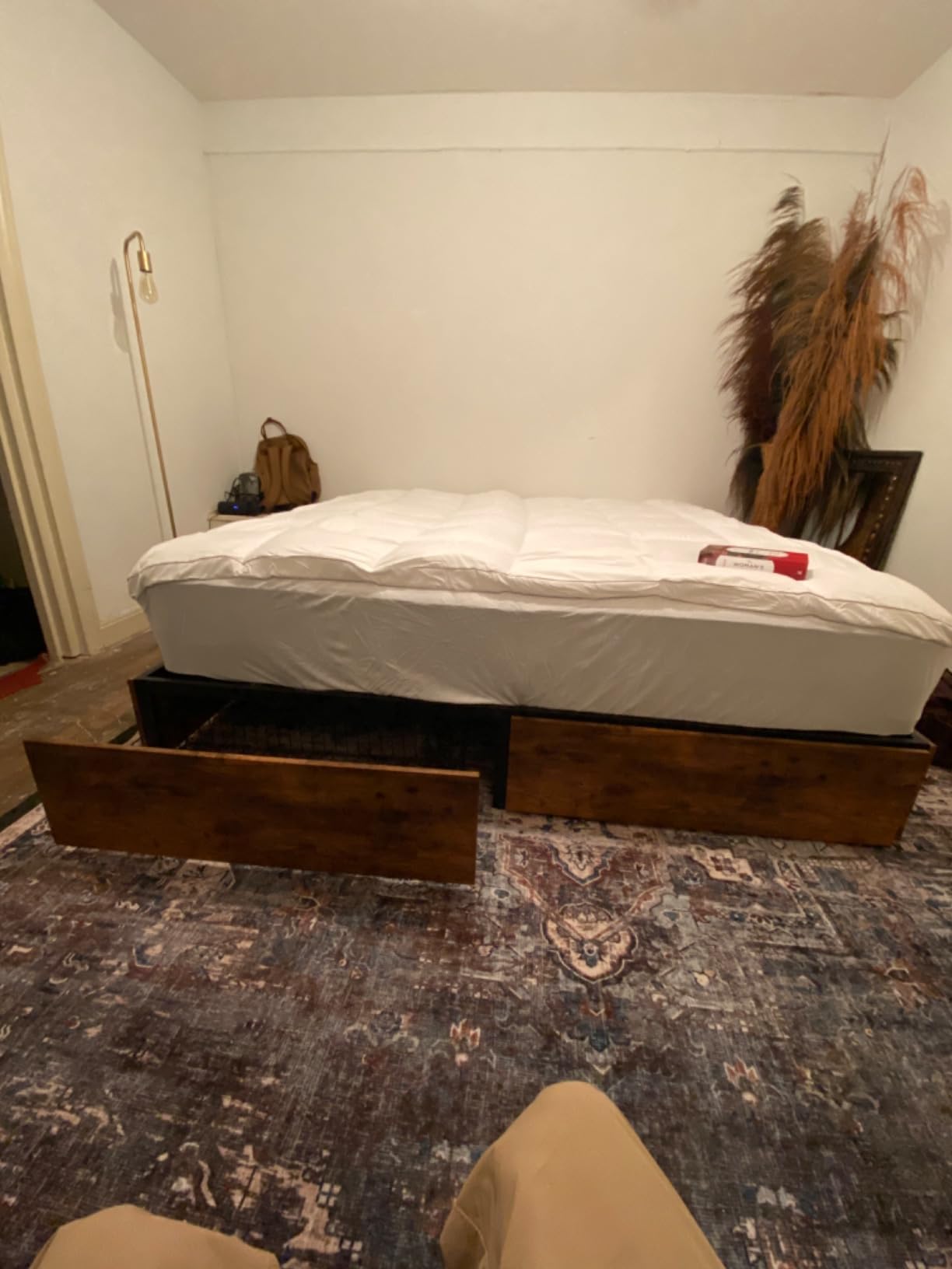 LIKIMIO King Bed Frame with Storage, 4 Drawers and Heavy Strong Metal Support Frames, Solid Stable, Noise-Free, No Box Spring Needed, Easy Assembly, Charcoal Grey customer photo 2